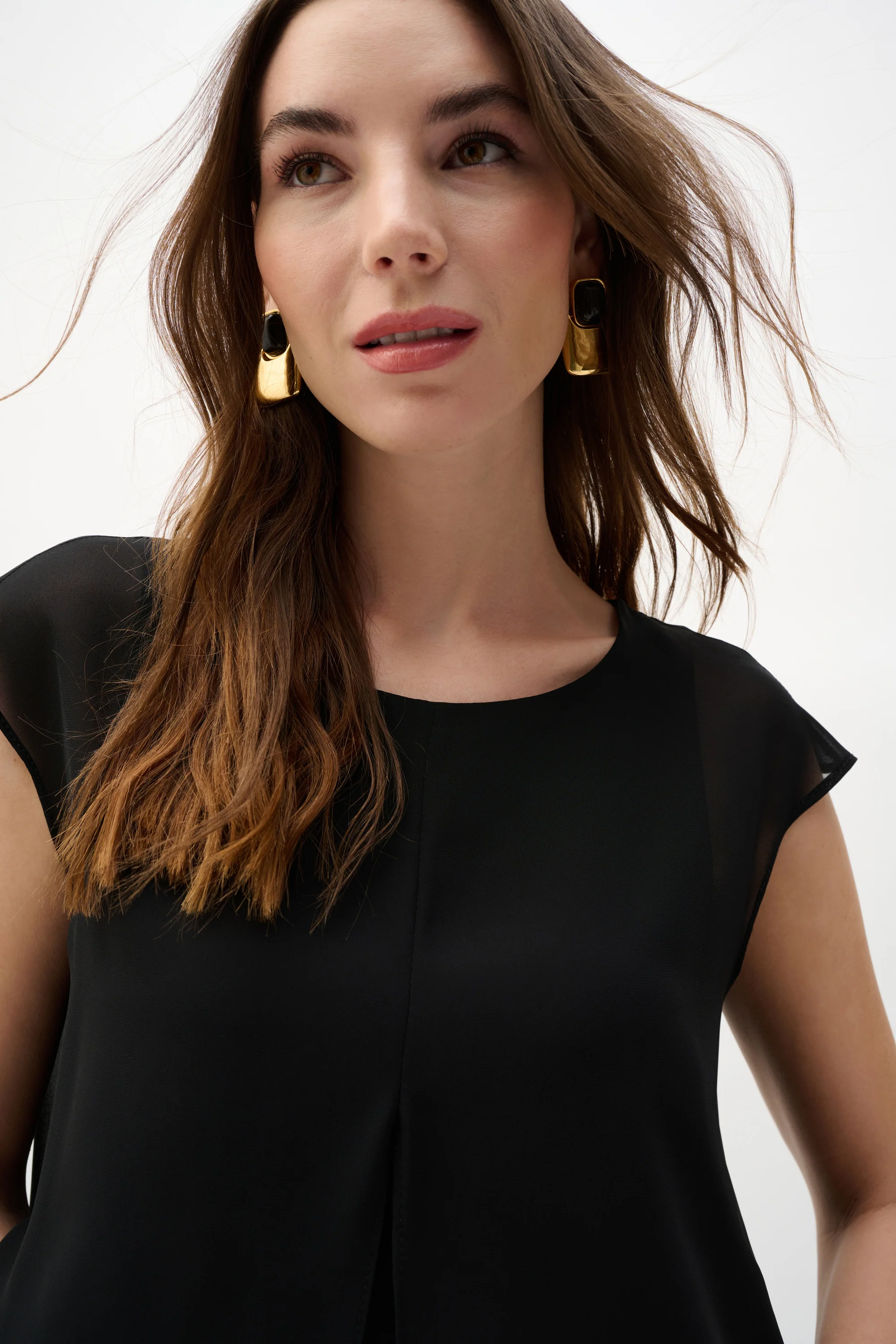 Joseph Ribkoff Short Sleeve Chiffon Pleated Top Style 262068 - Image 4