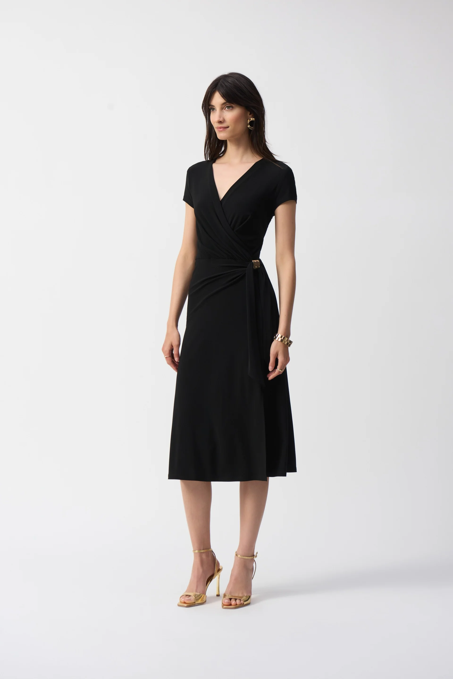 Joseph Ribkoff Short Sleeve Flowy Wrap Midi Dress Style 251250