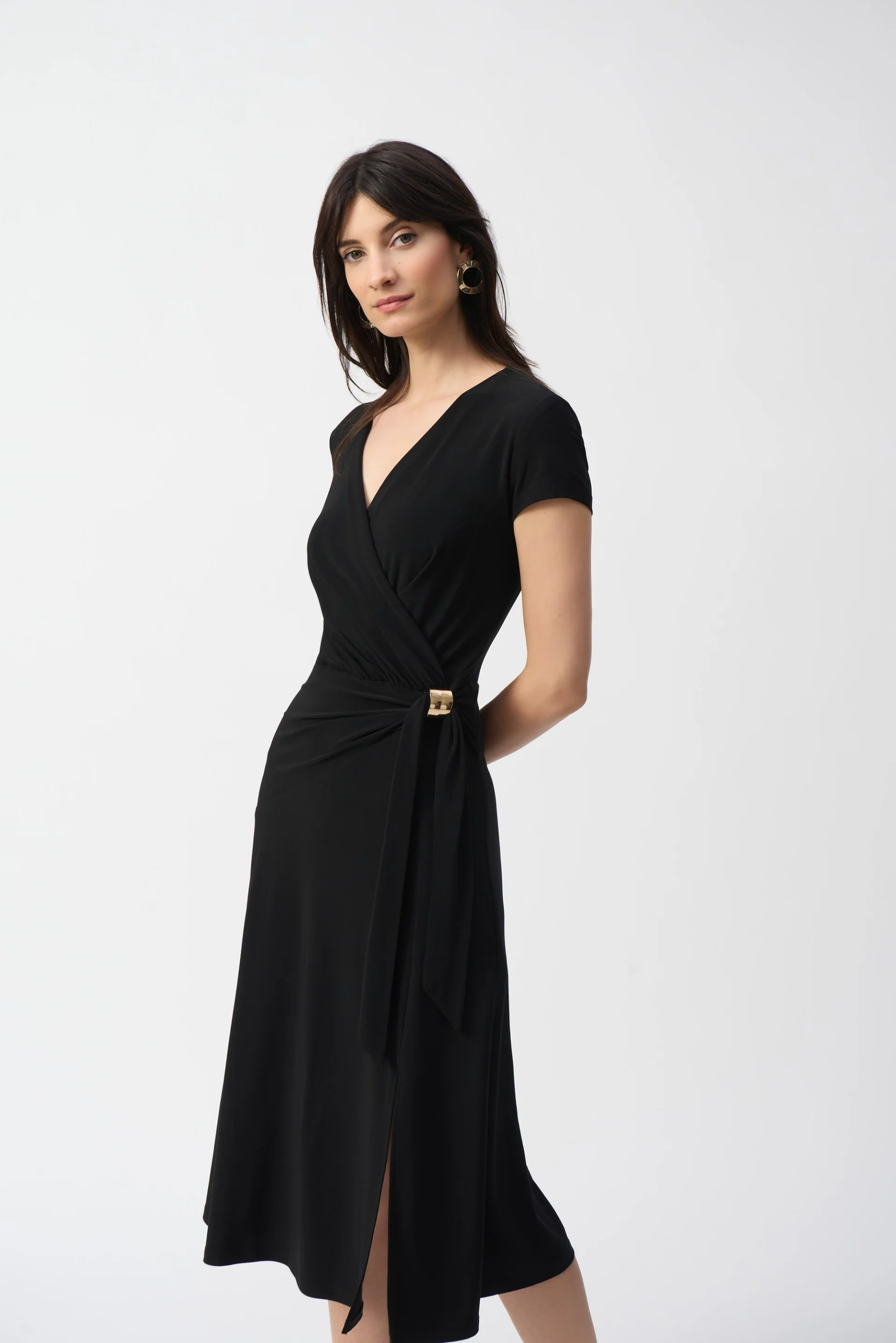 Joseph Ribkoff Short Sleeve Flowy Wrap Midi Dress Style 251250 - Image 2
