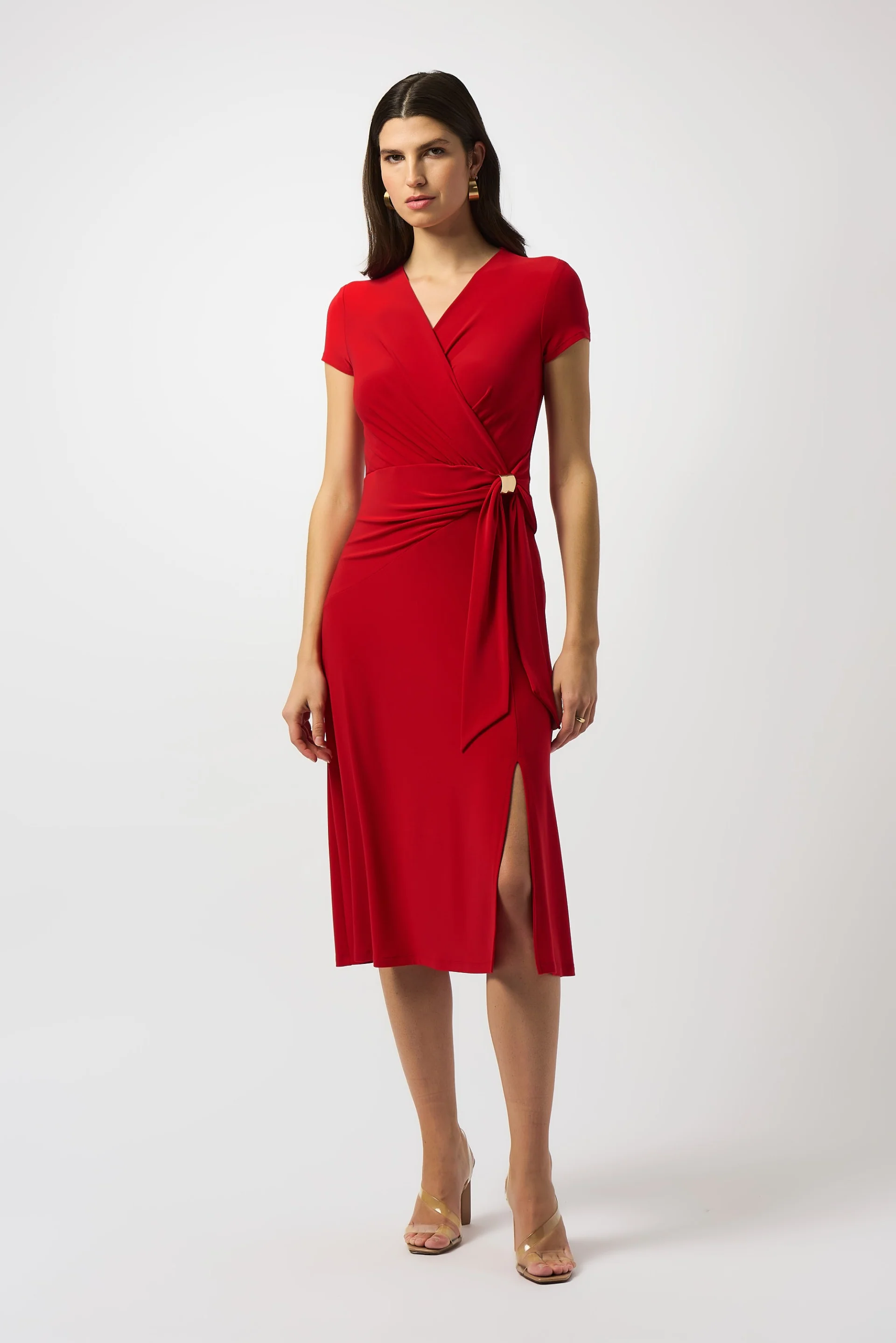 Joseph Ribkoff Short Sleeve Flowy Wrap Midi Dress Style 251250 - Image 5