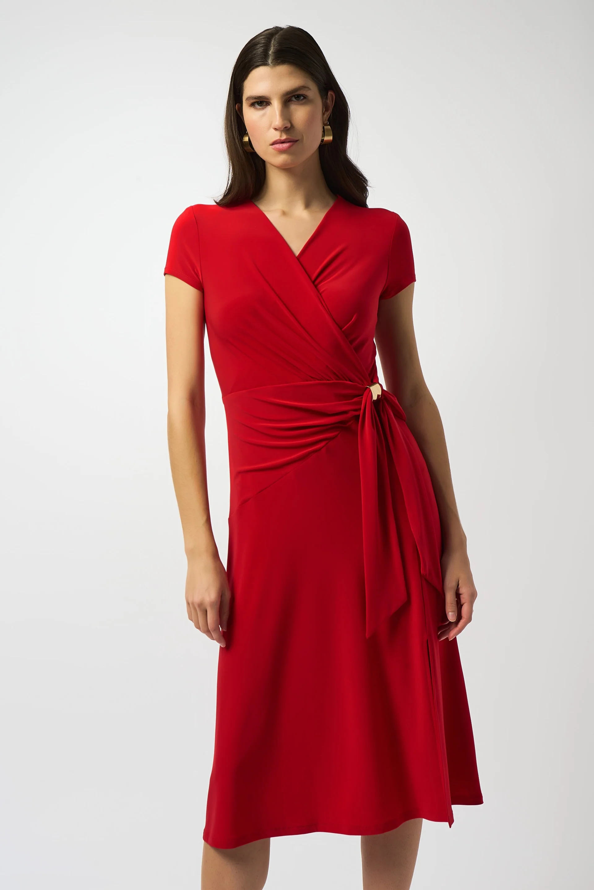 Joseph Ribkoff Short Sleeve Flowy Wrap Midi Dress Style 251250 - Image 6