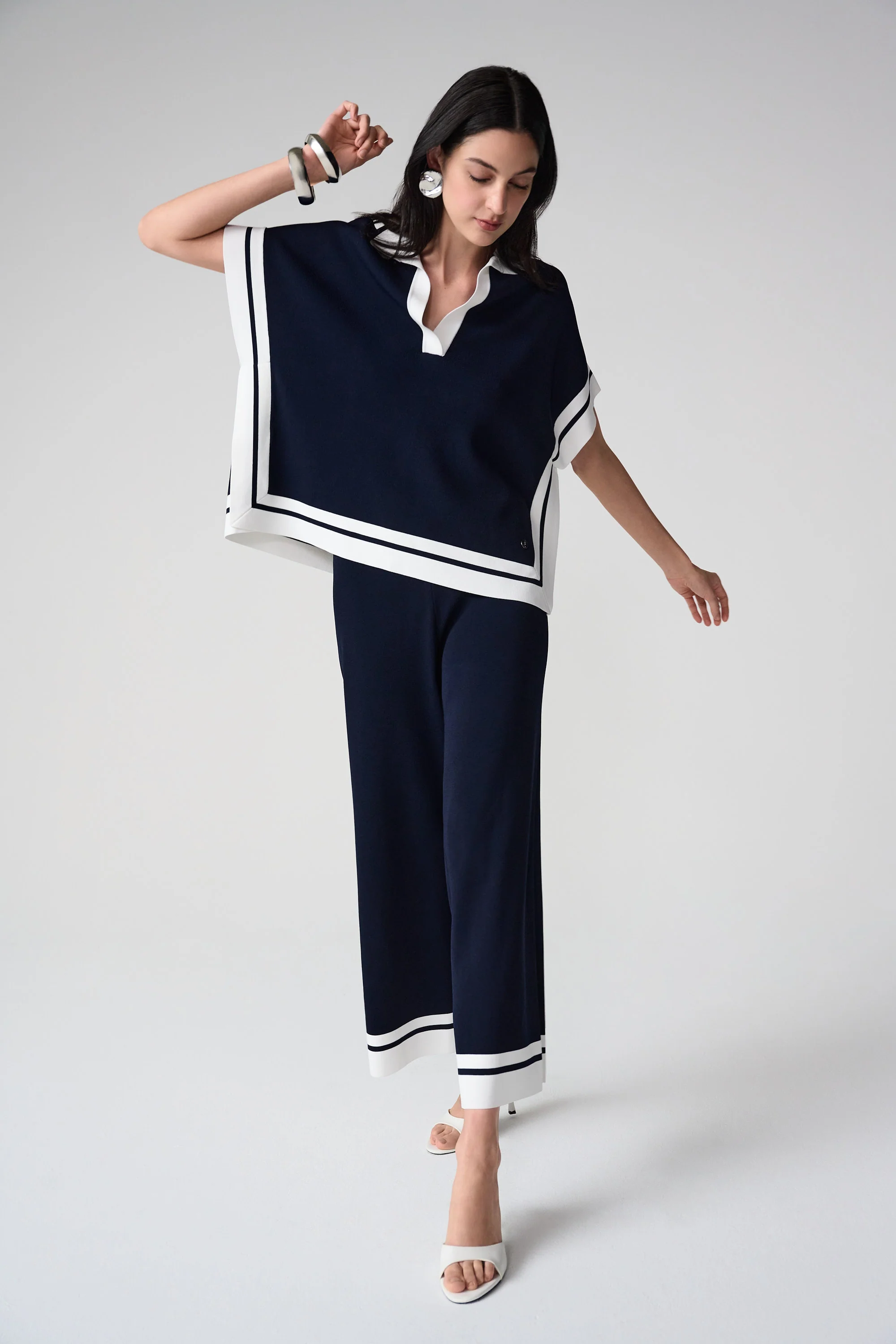 Joseph Ribkoff Short Sleeve Sweater With Stripe Detail Style 261941 - Image 2