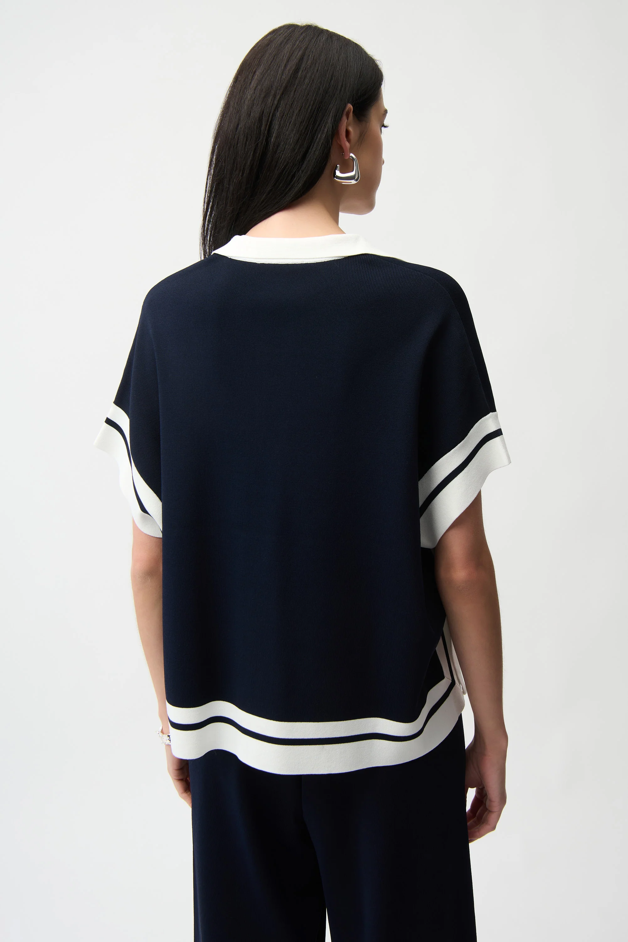 Joseph Ribkoff Short Sleeve Sweater With Stripe Detail Style 261941 - Image 4