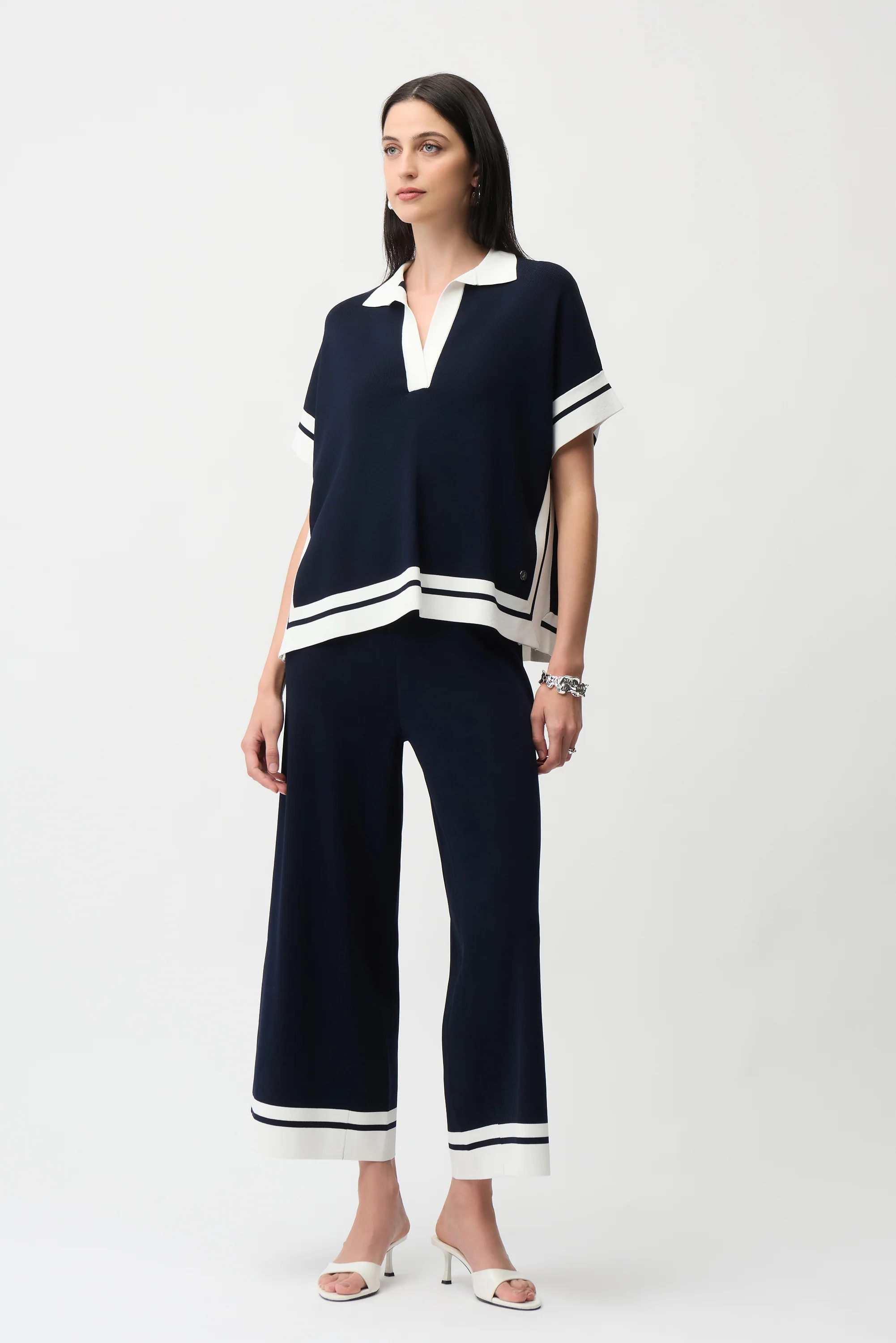 Joseph Ribkoff Short Sleeve Sweater With Stripe Detail Style 261941 - Image 5