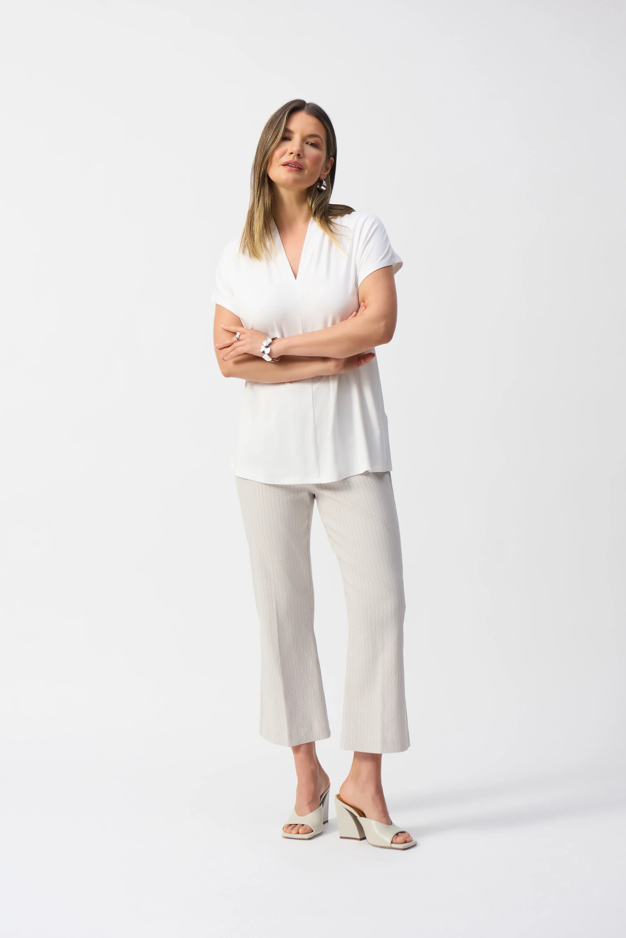 Joseph Ribkoff Short Sleeve V-Neck Straight Top Style 251286 - Image 3