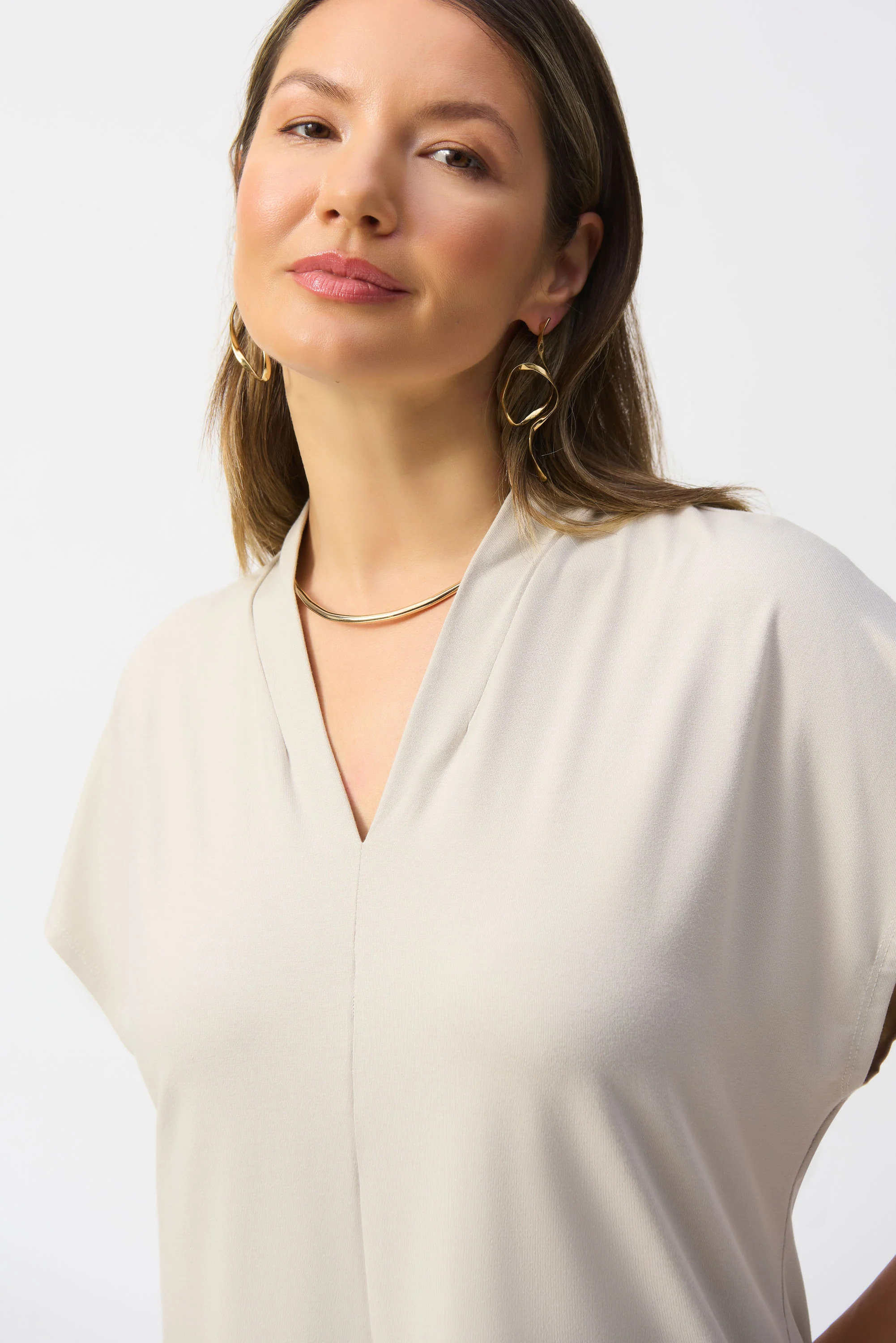 Joseph Ribkoff Short Sleeve V-Neck Straight Top Style 251286 - Image 5
