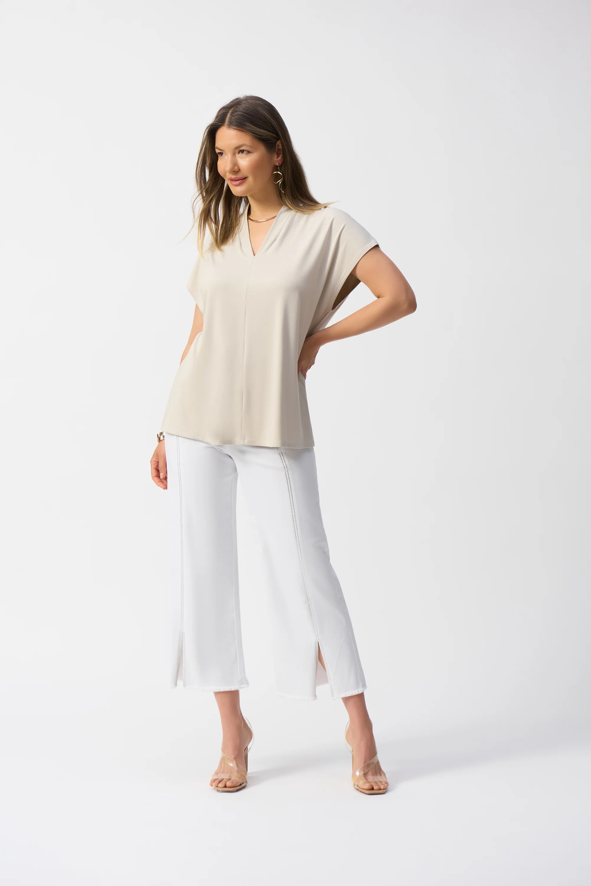 Joseph Ribkoff Short Sleeve V-Neck Straight Top Style 251286 - Image 6