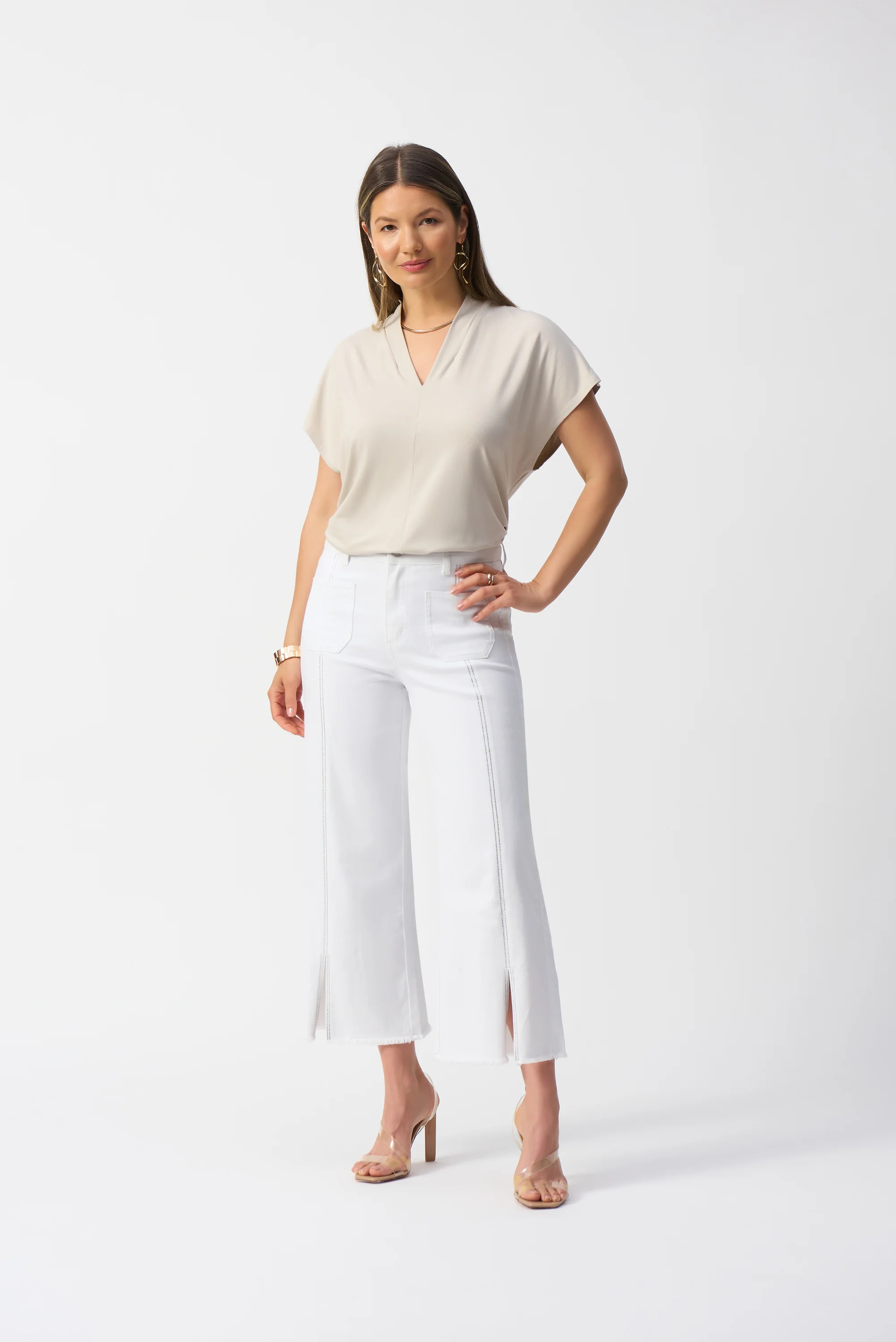 Joseph Ribkoff Short Sleeve V-Neck Straight Top Style 251286 - Image 7