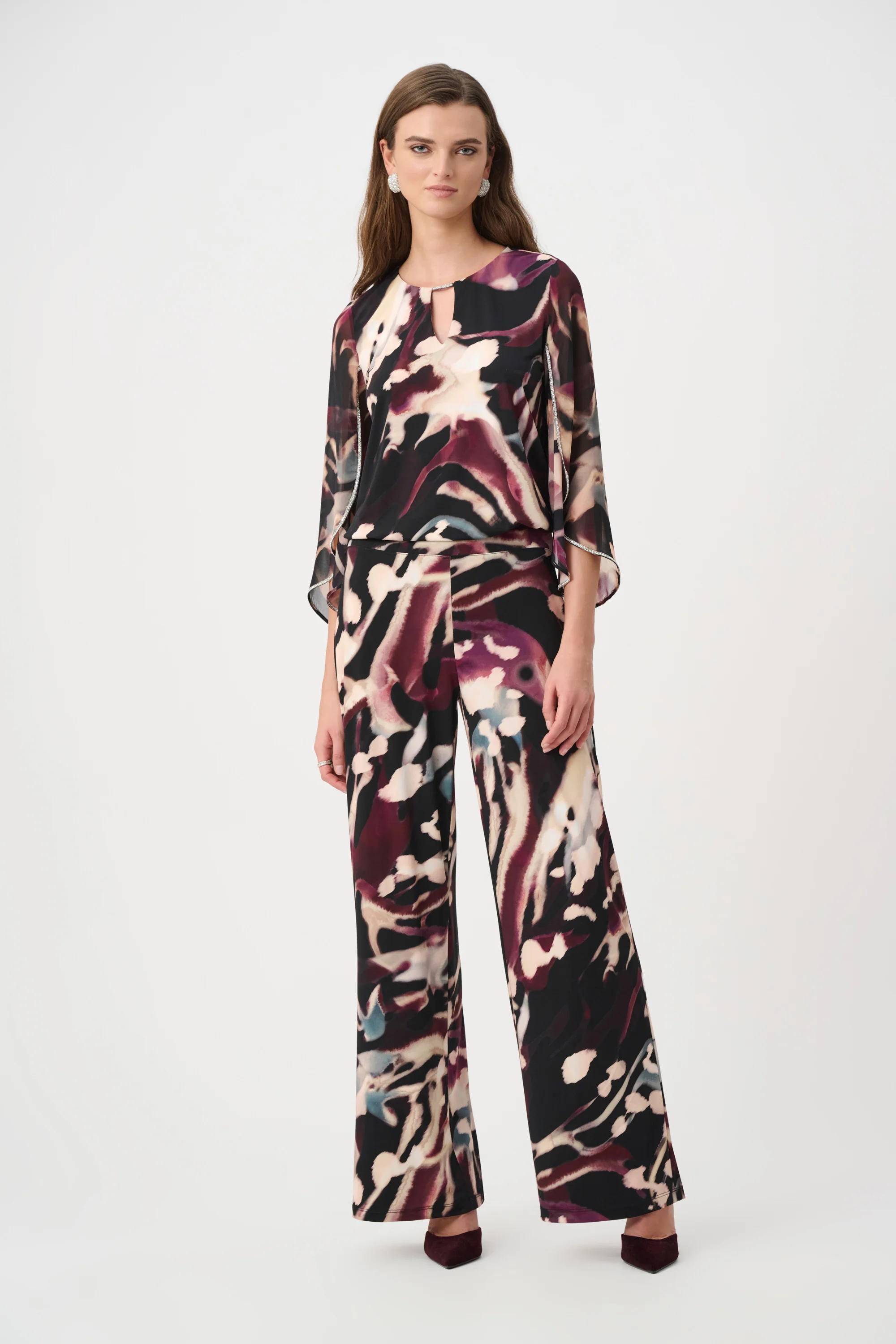 Joseph Ribkoff Signature Abstract Print Wide Leg Pants Style 263749 - Image 2