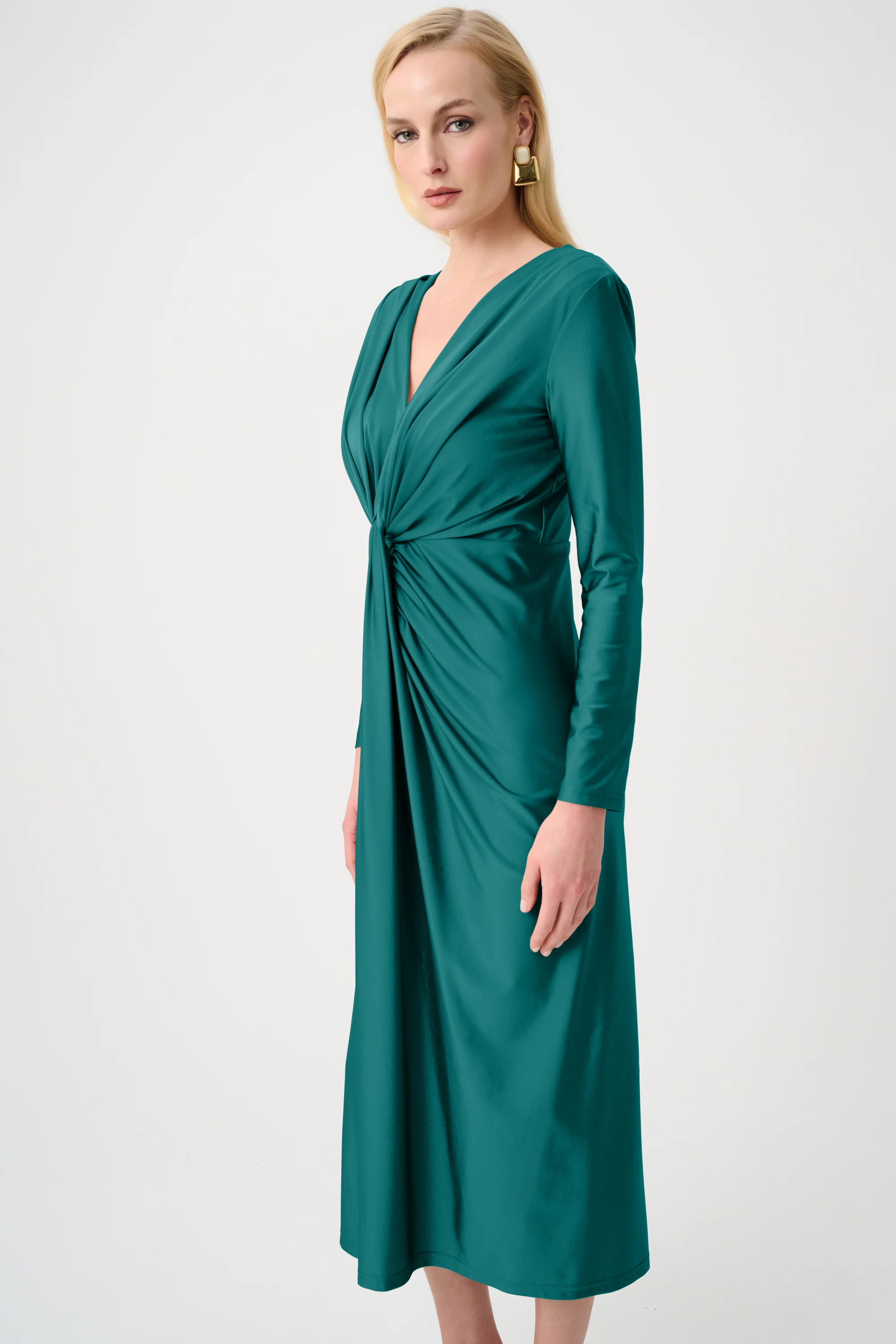 Joseph Ribkoff Signature Draped V-Neck Sheath Dress Style 253714F26 - Image 11