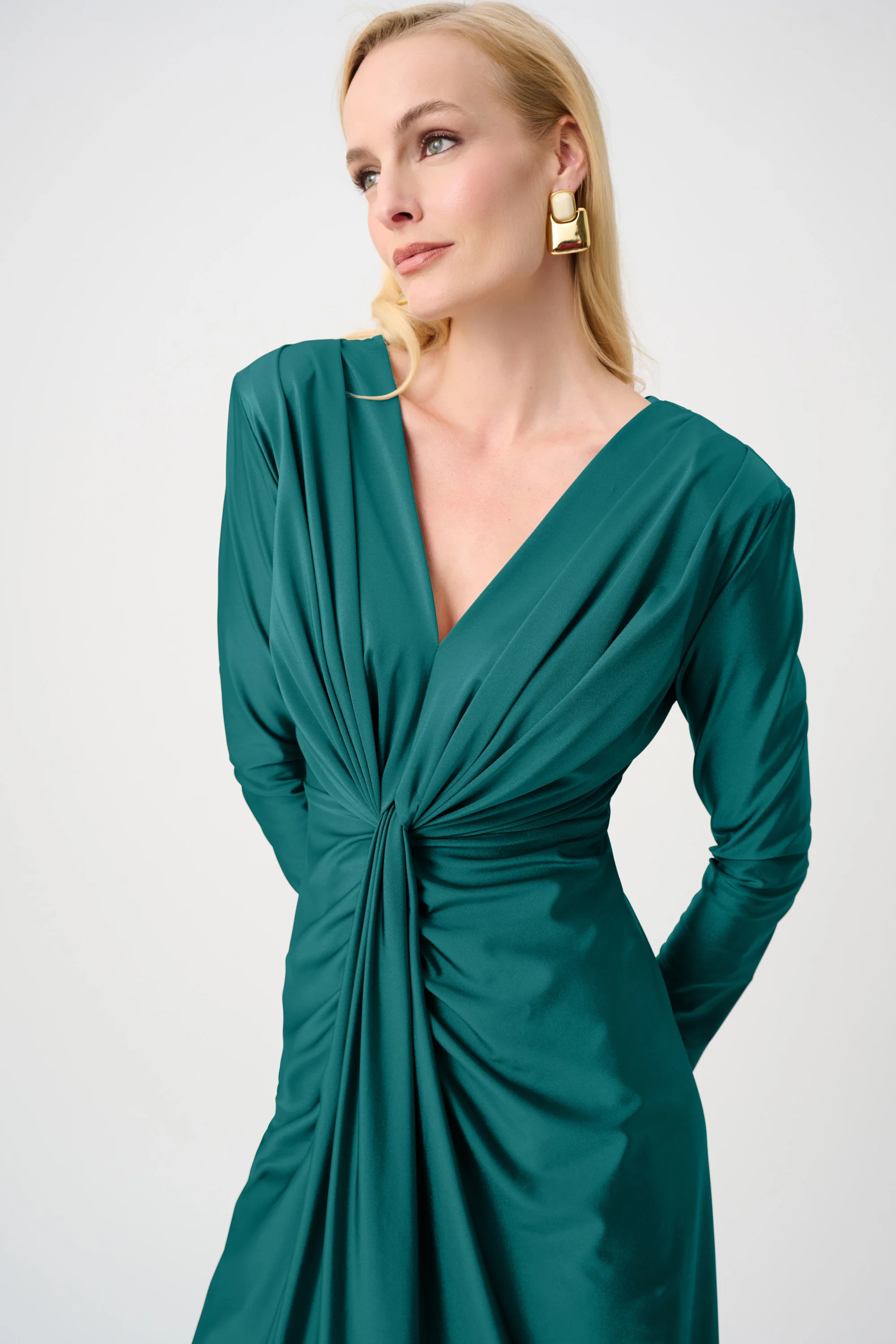 Joseph Ribkoff Signature Draped V-Neck Sheath Dress Style 253714F26 - Image 12
