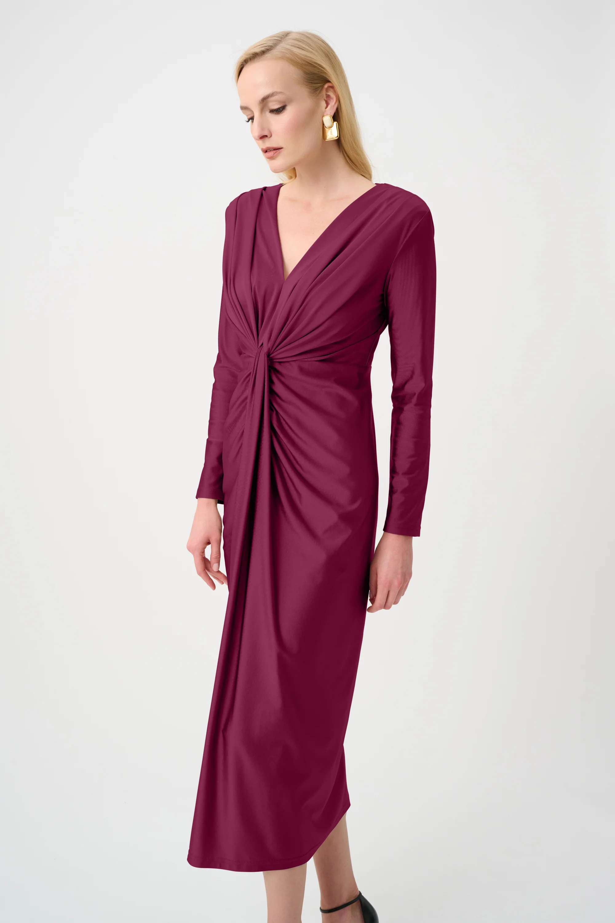 Joseph Ribkoff Signature Draped V-Neck Sheath Dress Style 253714F26 - Image 15