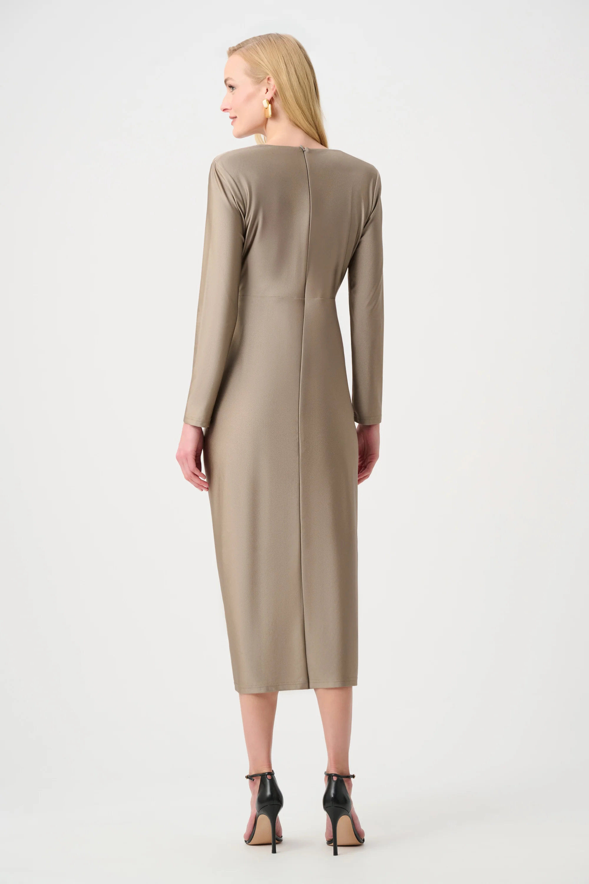 Joseph Ribkoff Signature Draped V-Neck Sheath Dress Style 253714F26 - Image 2