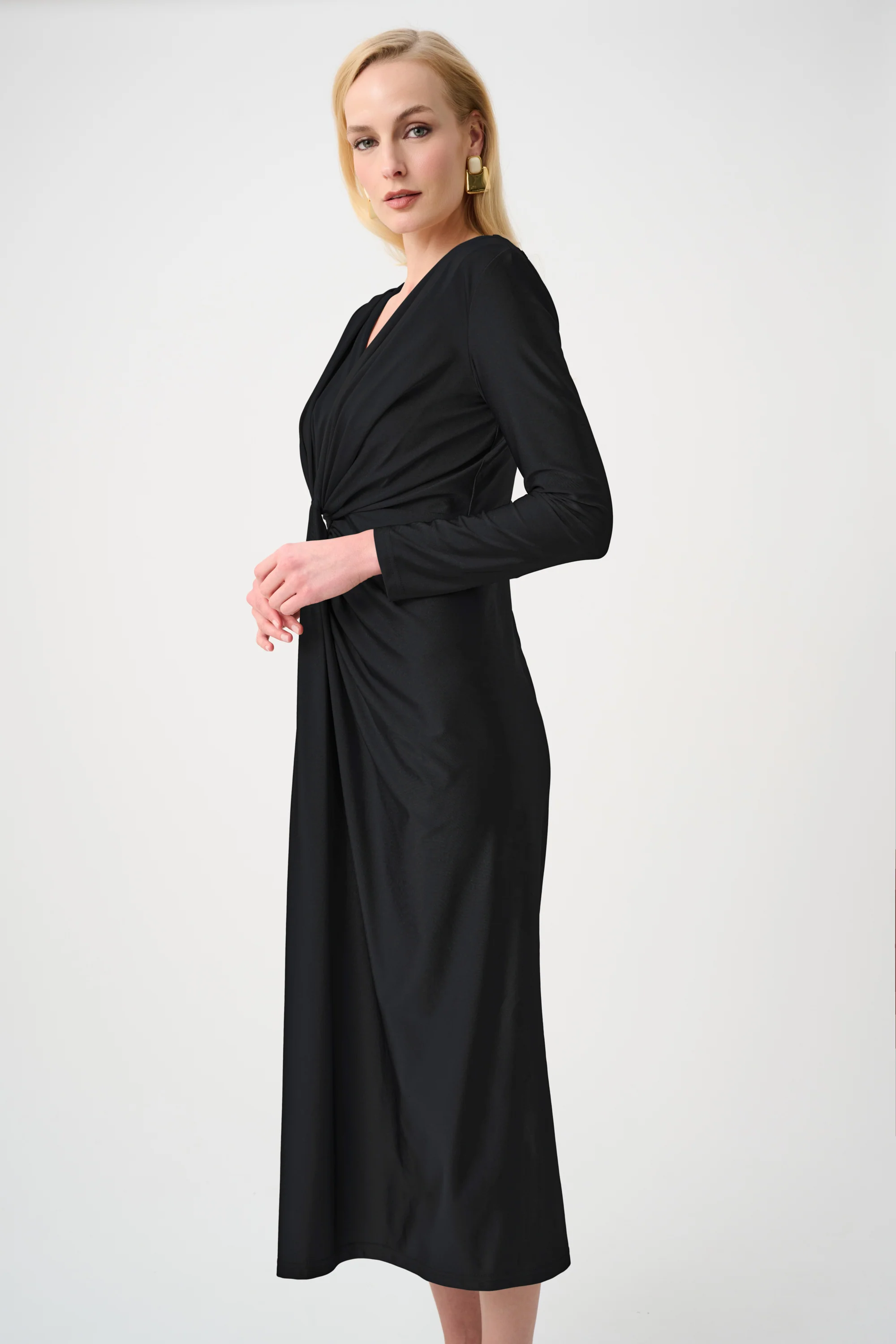 Joseph Ribkoff Signature Draped V-Neck Sheath Dress Style 253714F26 - Image 7