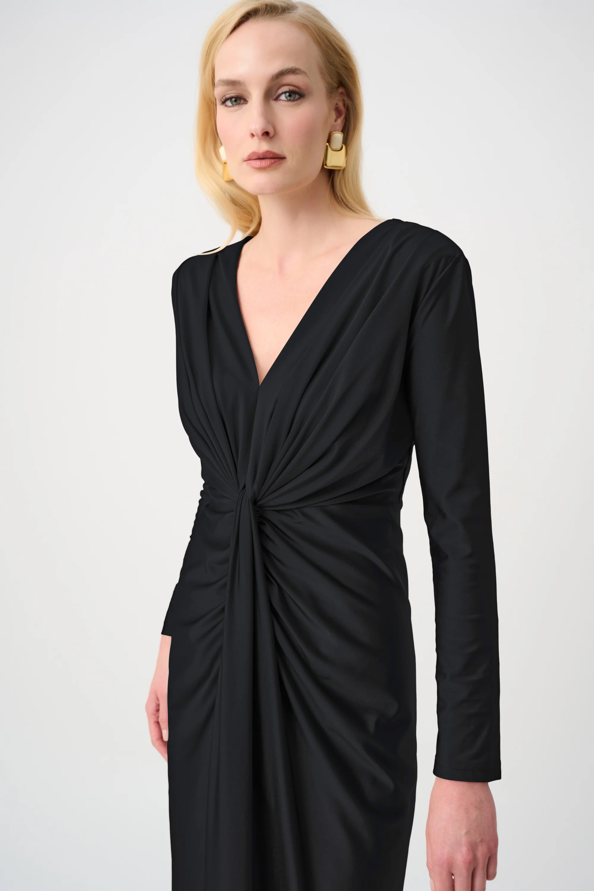 Joseph Ribkoff Signature Draped V-Neck Sheath Dress Style 253714F26 - Image 8