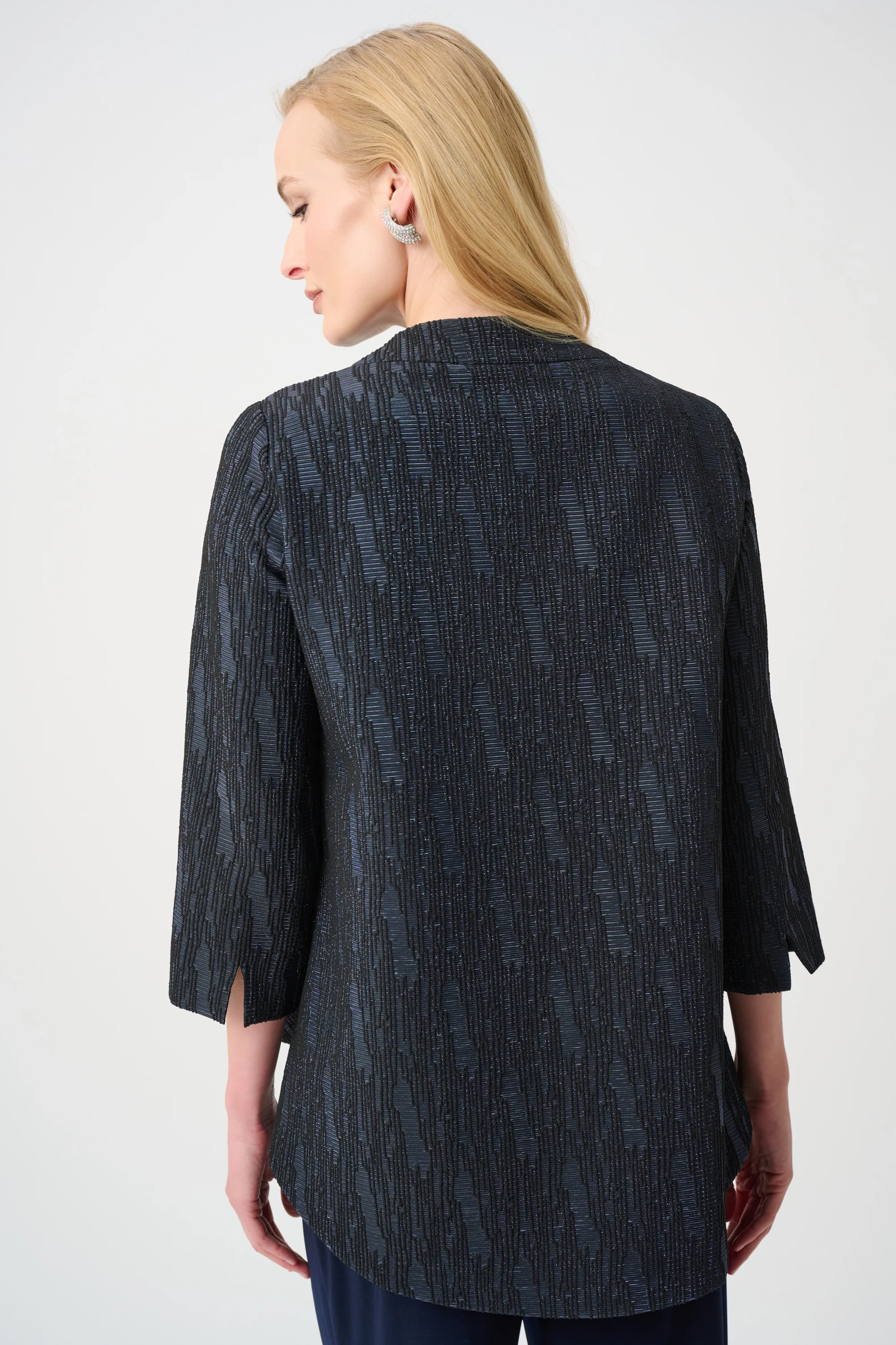 Joseph Ribkoff Signature Foil-Textured Trapeze Jacket Style 263725 - Image 4