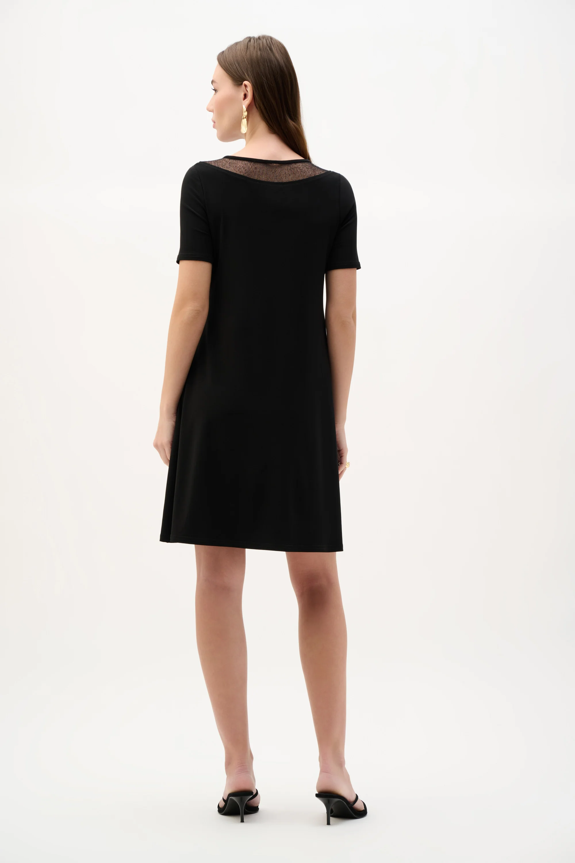 Joseph Ribkoff Silky Knit And Mesh A-Line Dress Style 262141 - Image 2