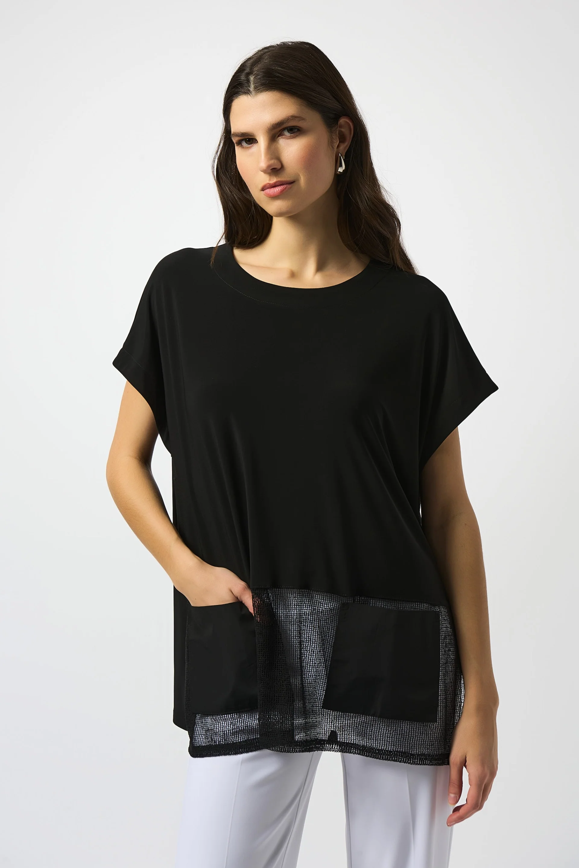 Joseph Ribkoff Silky Knit and Mesh Boxy Tunic Style 251233