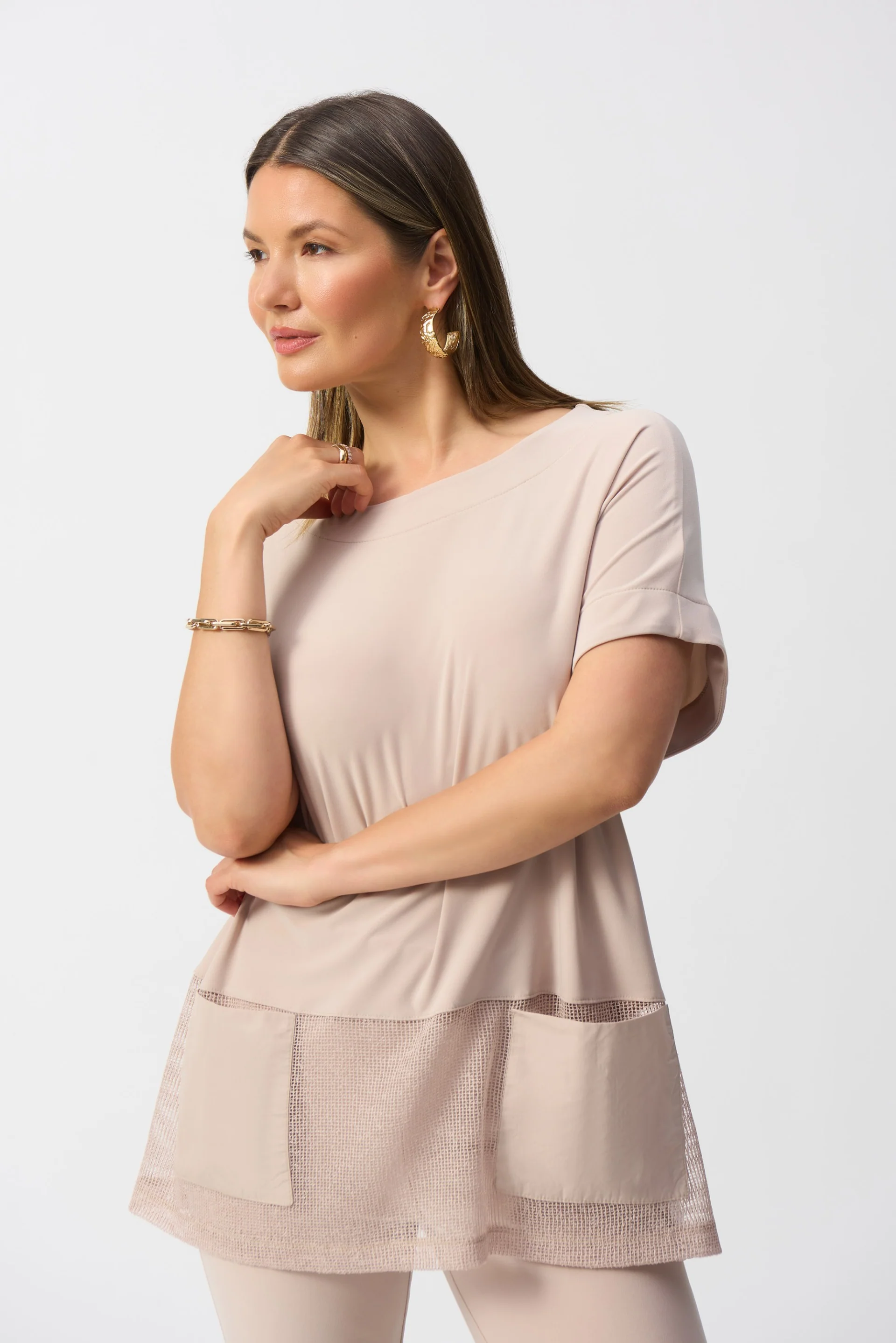 Joseph Ribkoff Silky Knit and Mesh Boxy Tunic Style 251233 - Image 5