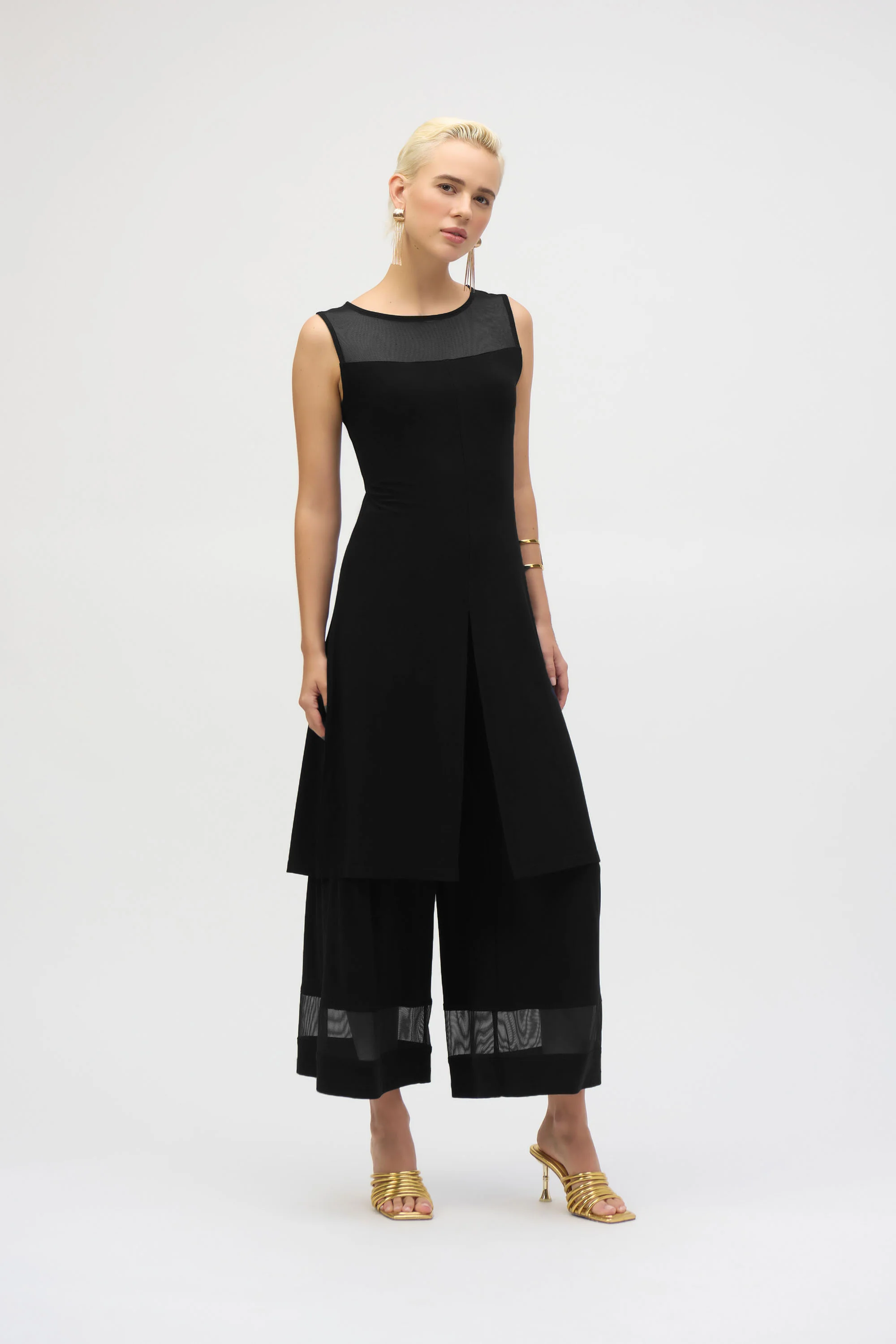 Joseph Ribkoff Silky Knit And Mesh Culotte Pants Style 252082 - Image 5