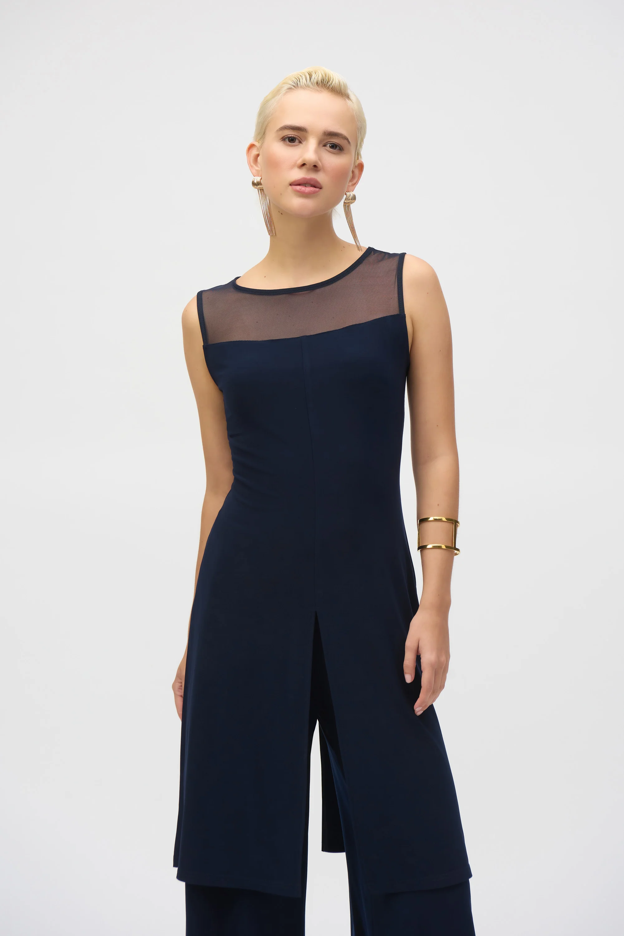 Joseph Ribkoff Silky Knit And Mesh Sleeveless Tunic Style 252081 - Image 3