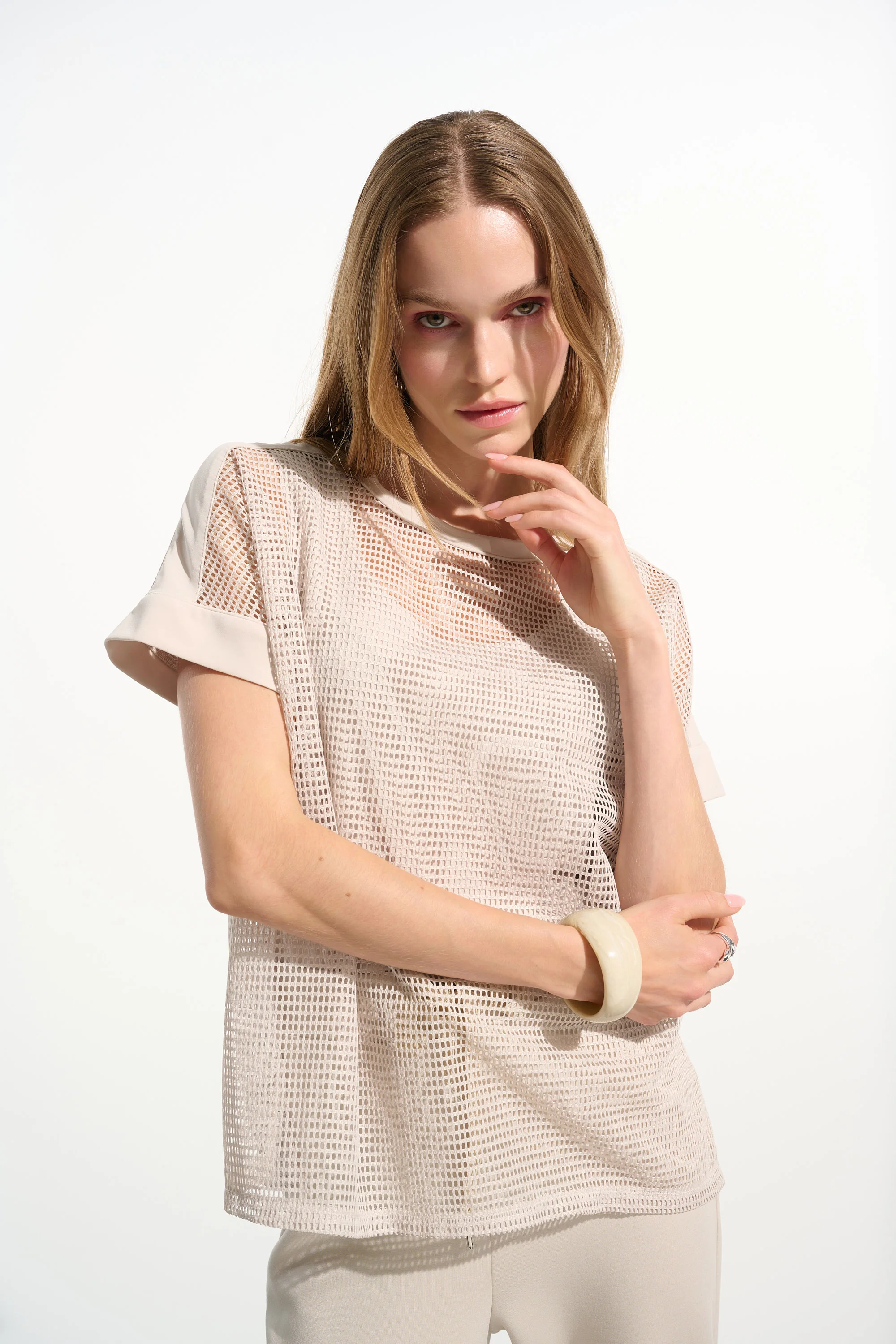 Joseph Ribkoff Silky Knit and Mesh Straight Top Style 261642 - Image 3