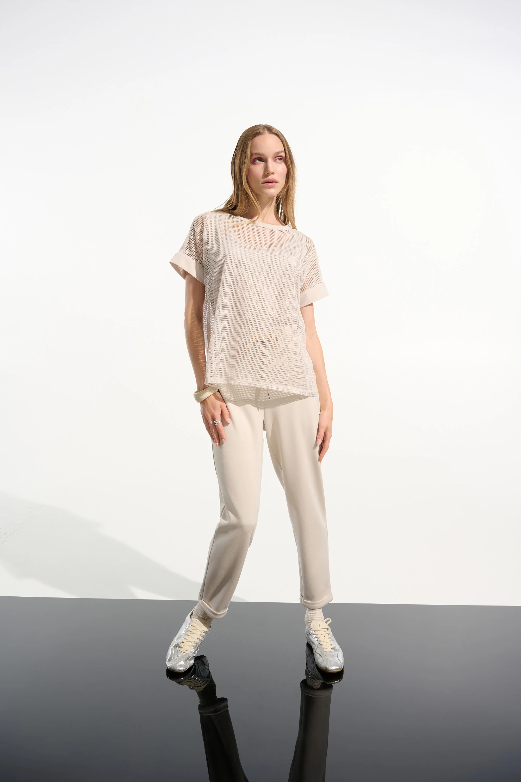 Joseph Ribkoff Silky Knit and Mesh Straight Top Style 261642 - Image 4
