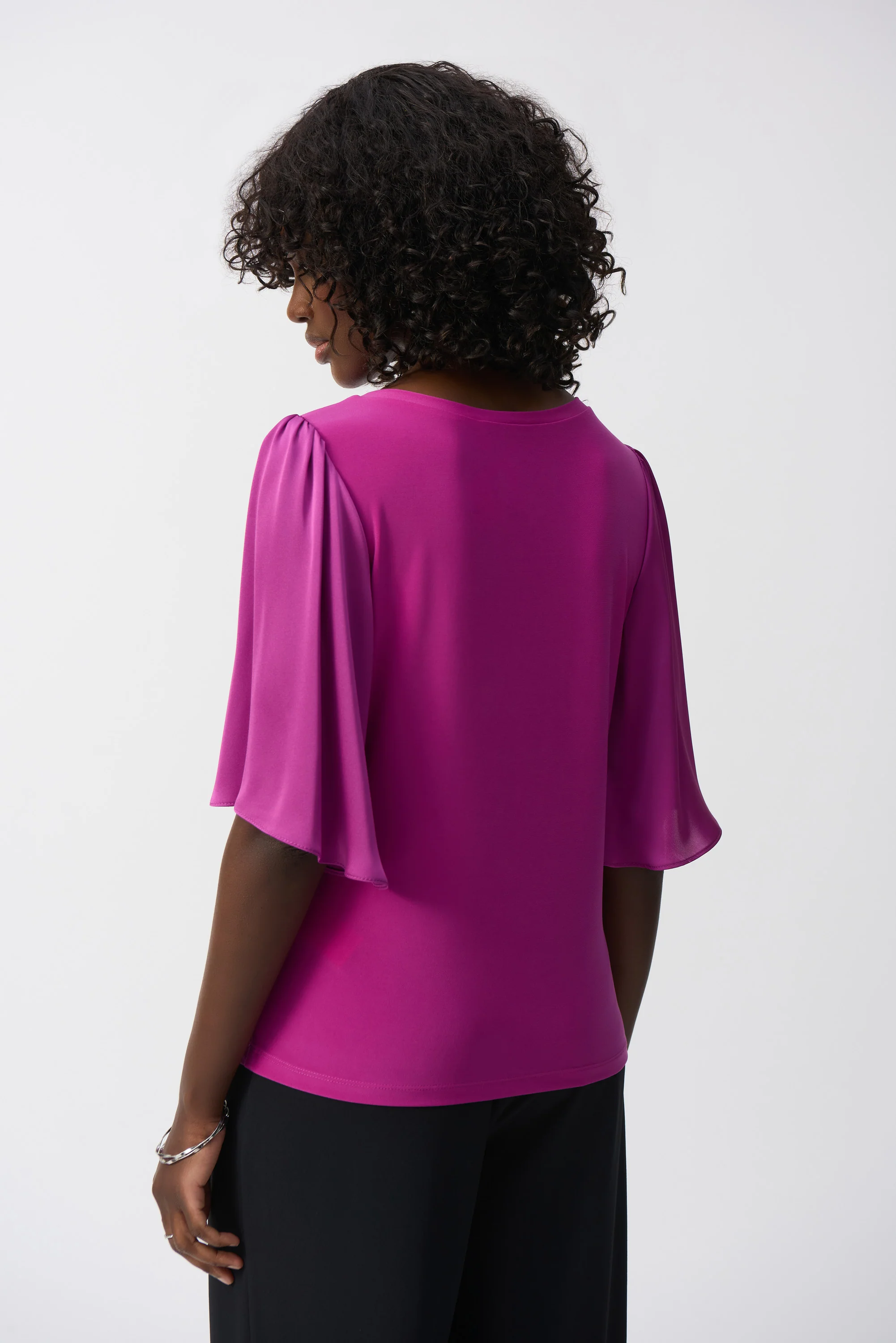 Joseph Ribkoff Silky Knit And Satin Straight Top Style 251164 - Image 2