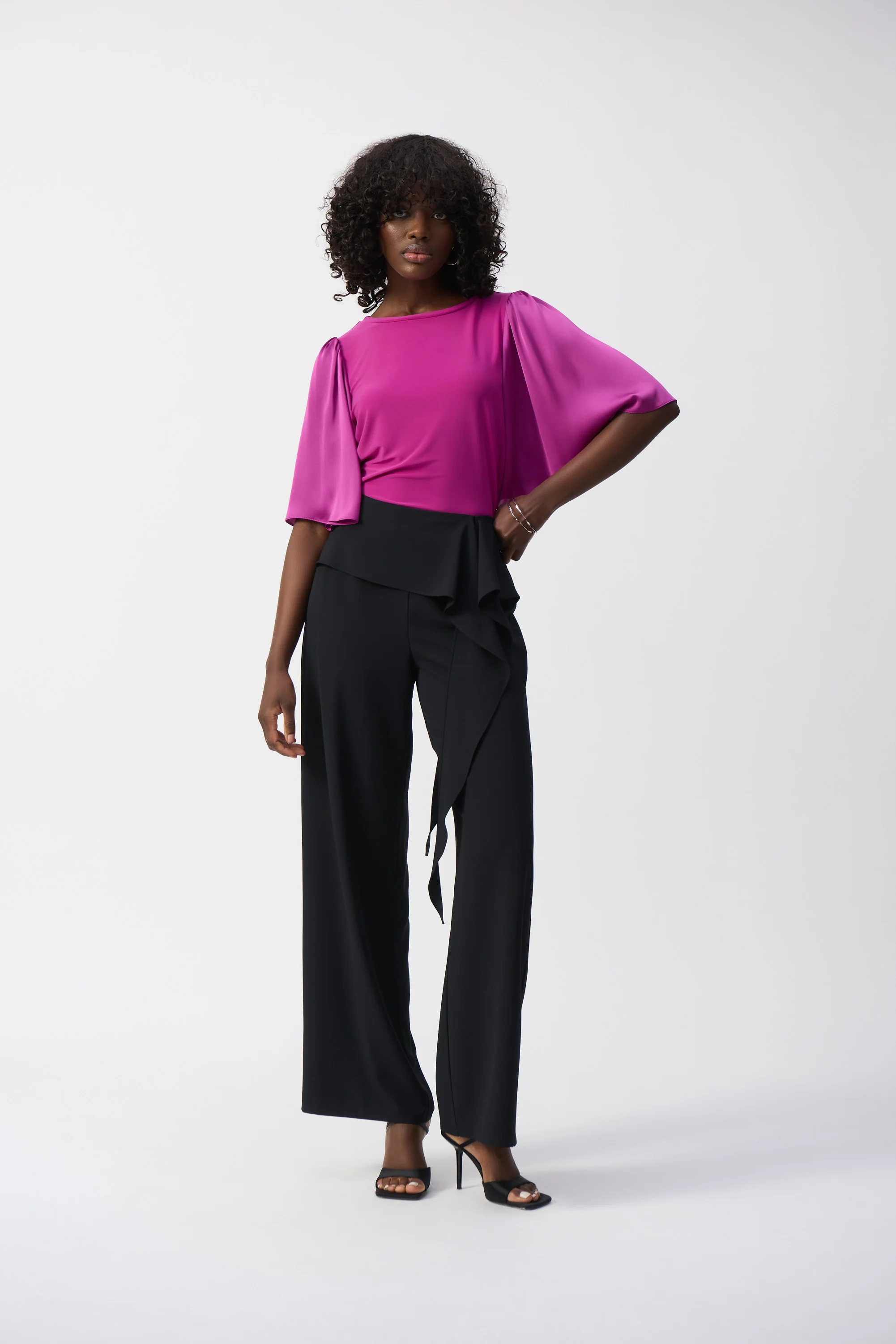 Joseph Ribkoff Silky Knit And Satin Straight Top Style 251164 - Image 3