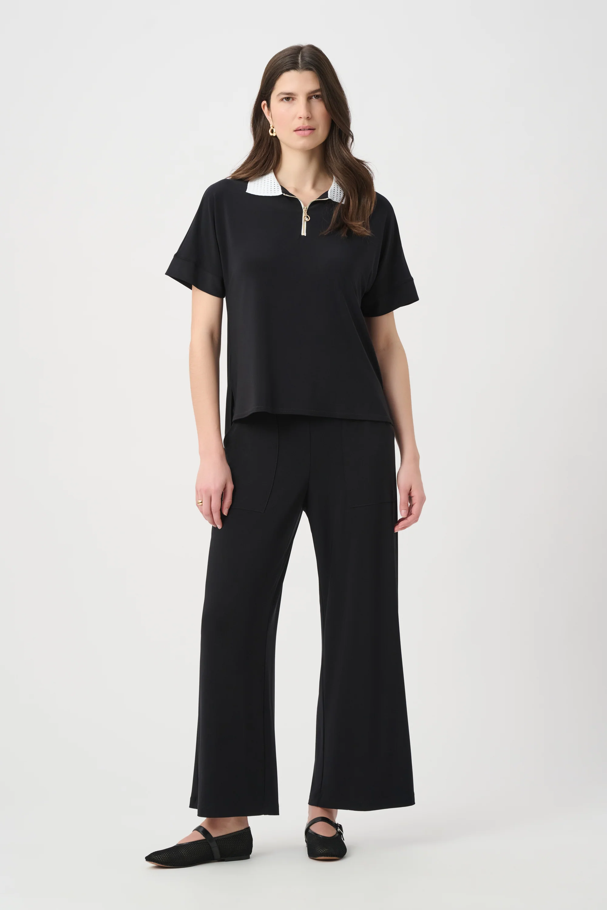 Joseph Ribkoff Silky Knit Boxy Top With Polo Collar Style 261164 - Image 2