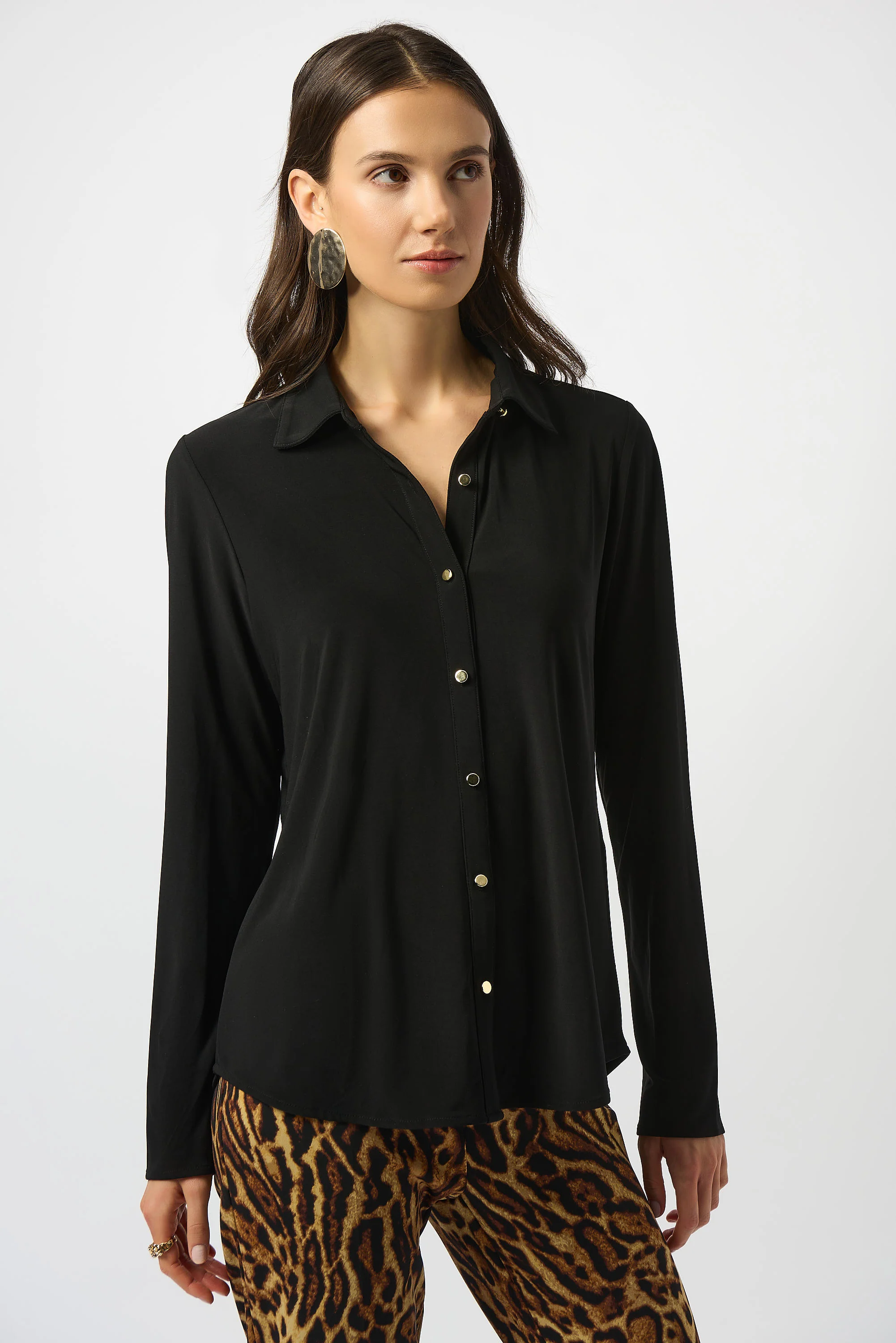 Joseph Ribkoff Silky Knit Button-Front Straight Blouse Style 253941 - Image 4