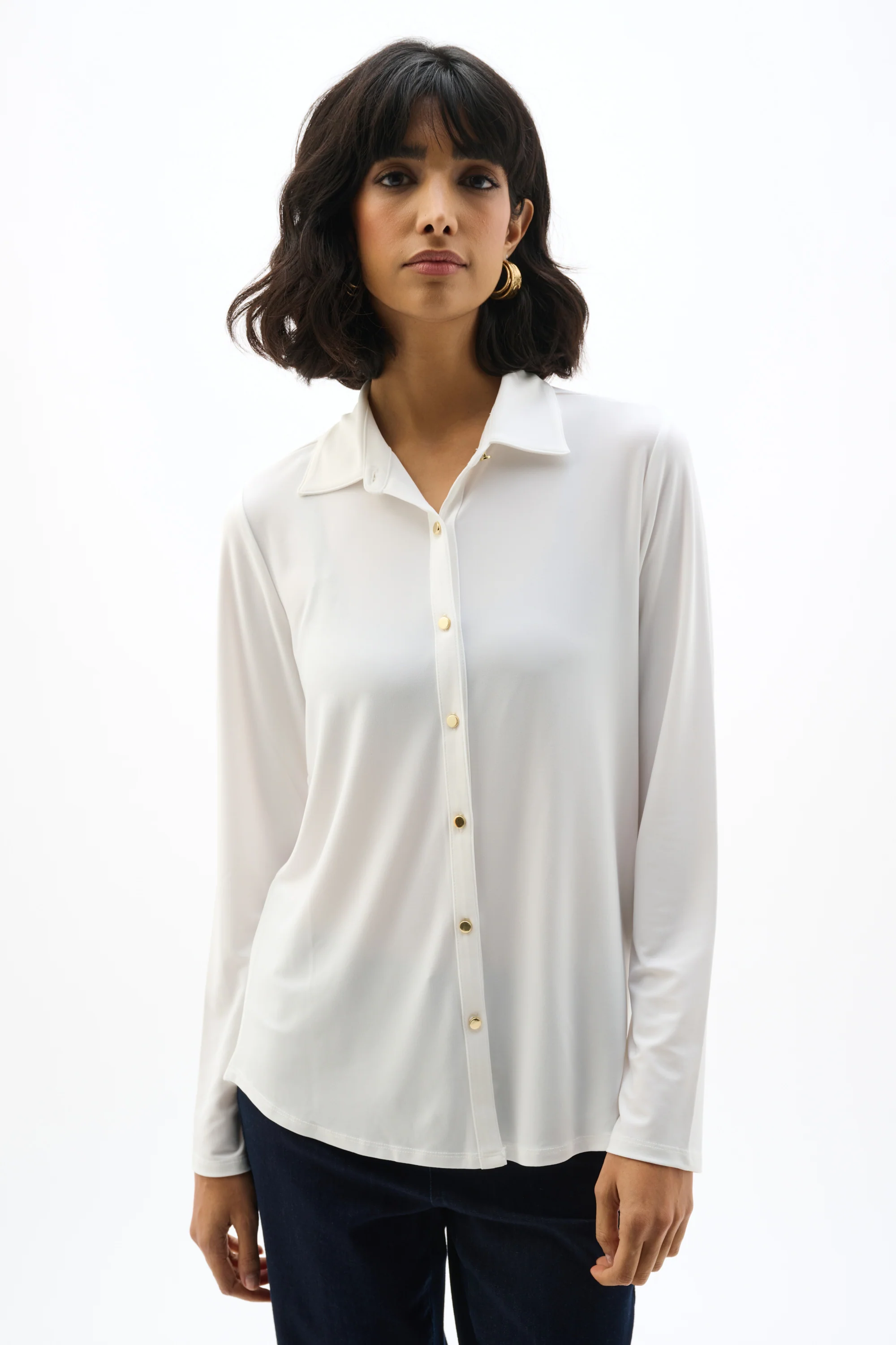 Joseph Ribkoff Silky Knit Button-Front Straight Blouse Style 253941 - Image 7