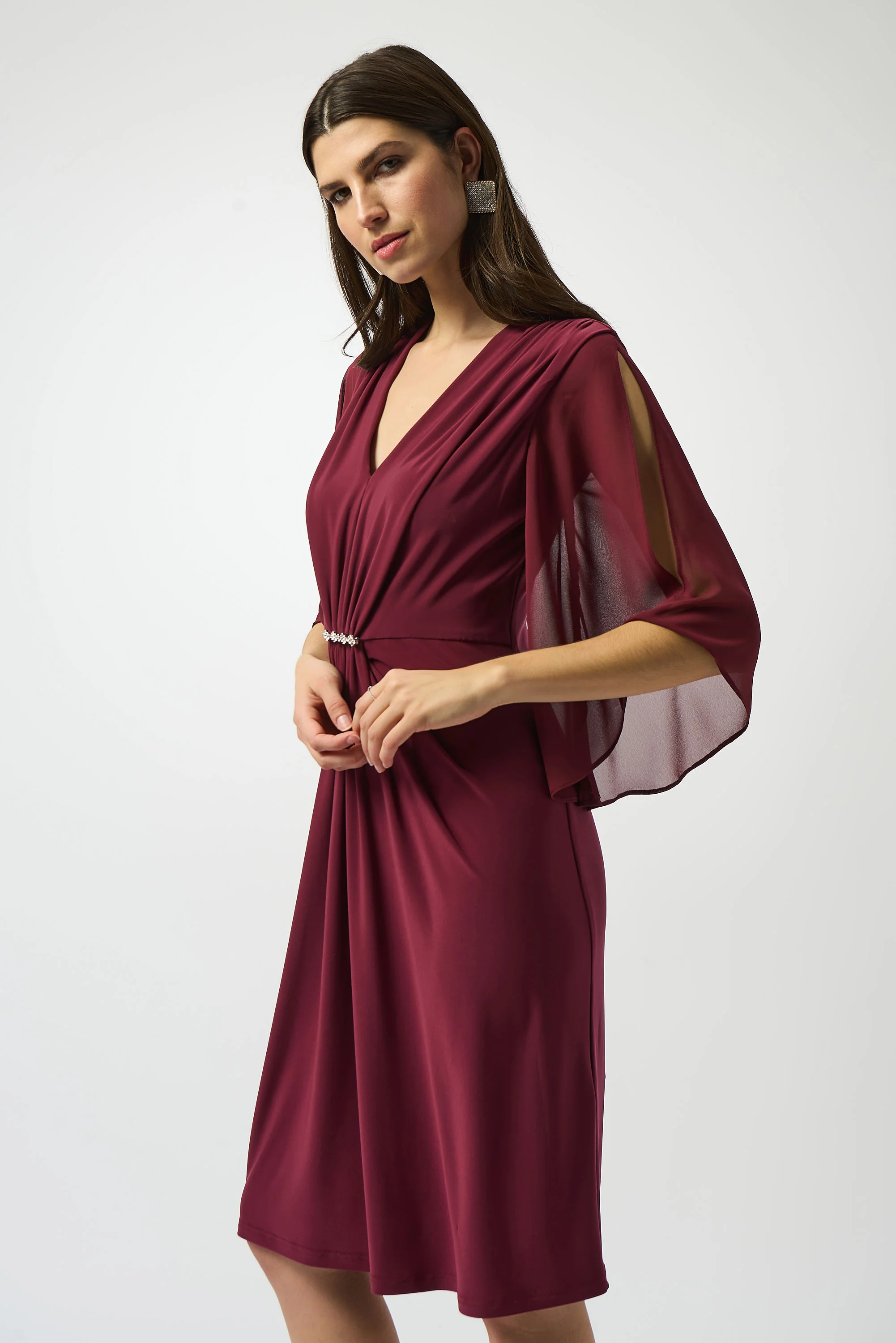 Joseph Ribkoff Silky Knit & Chiffon Sheath Dress Style 253728 - Image 2