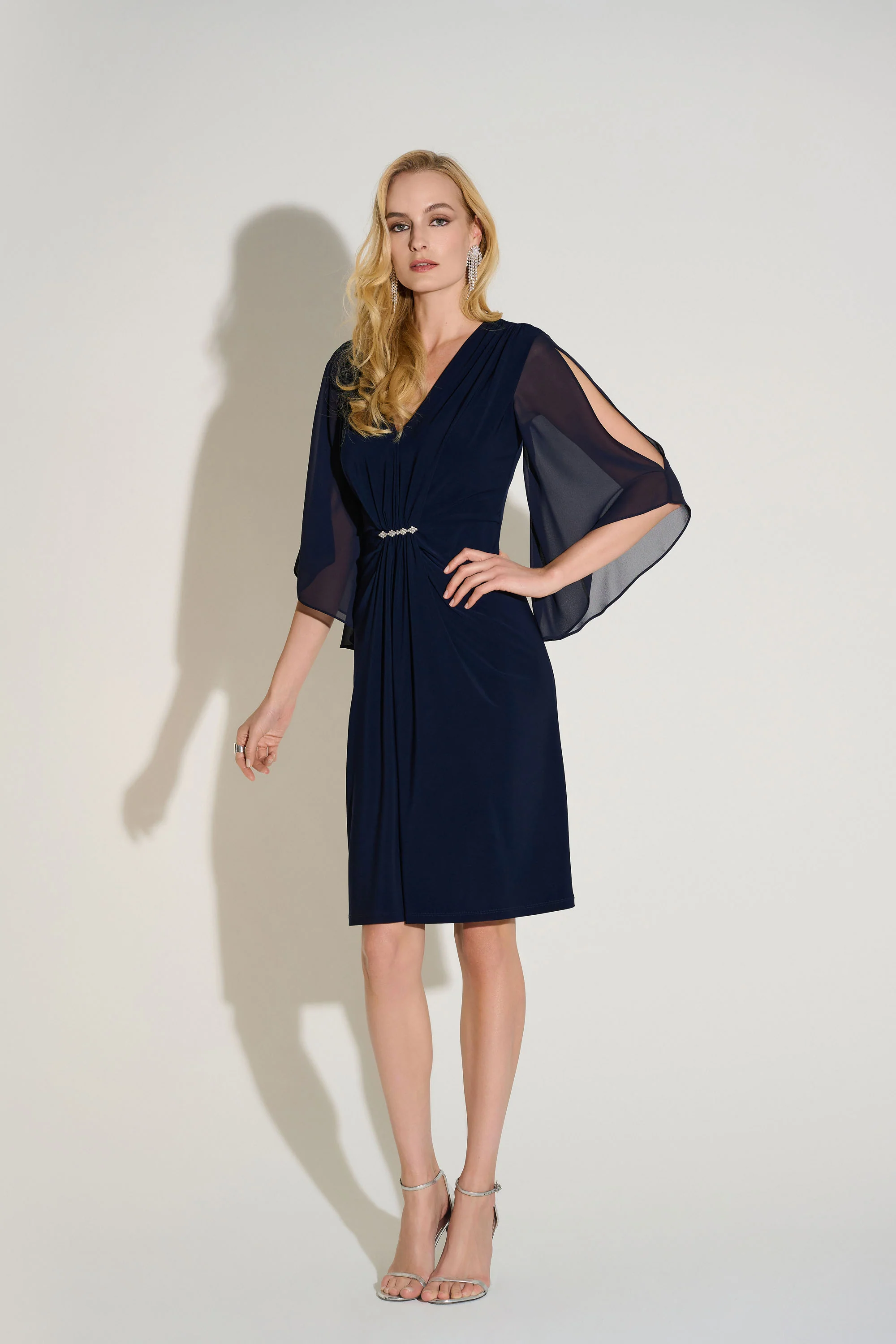 Joseph Ribkoff Silky Knit & Chiffon Sheath Dress Style 253728 - Image 4