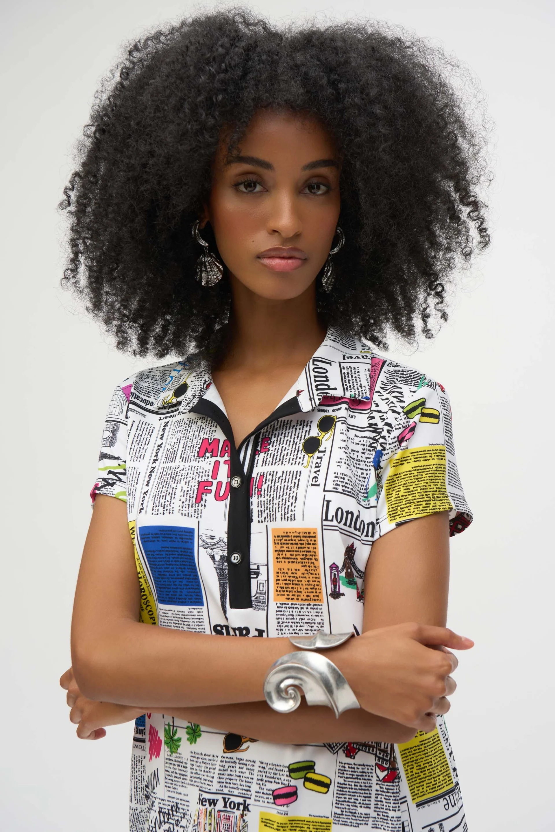 Joseph Ribkoff Silky Knit Conversational Print Shift Dress Style 252186 - Image 2
