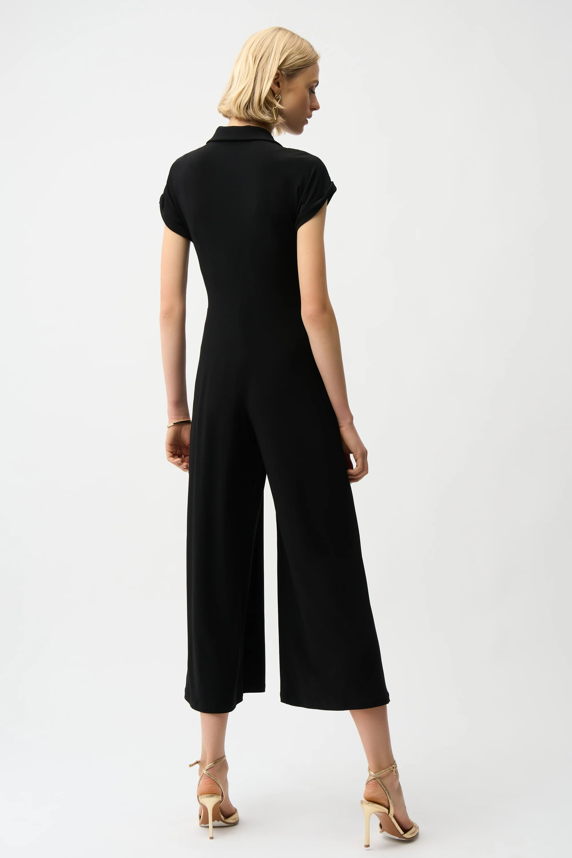 Joseph Ribkoff Silky Knit Culotte Jumpsuit With Gold Zipper Style 261255 - Image 4