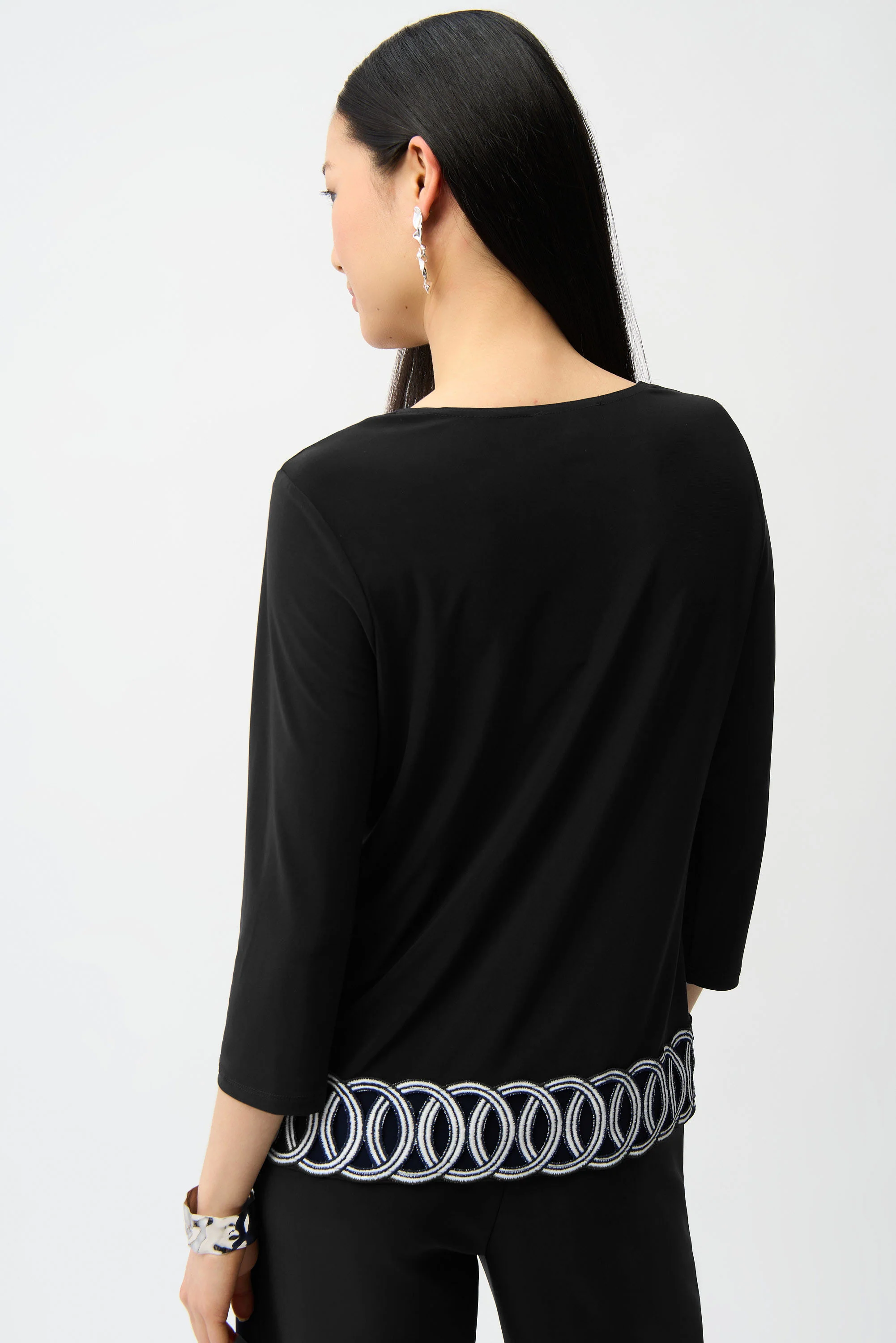 Joseph Ribkoff Fitted Top With Guipure Hem Detail Style 261069 - Image 2