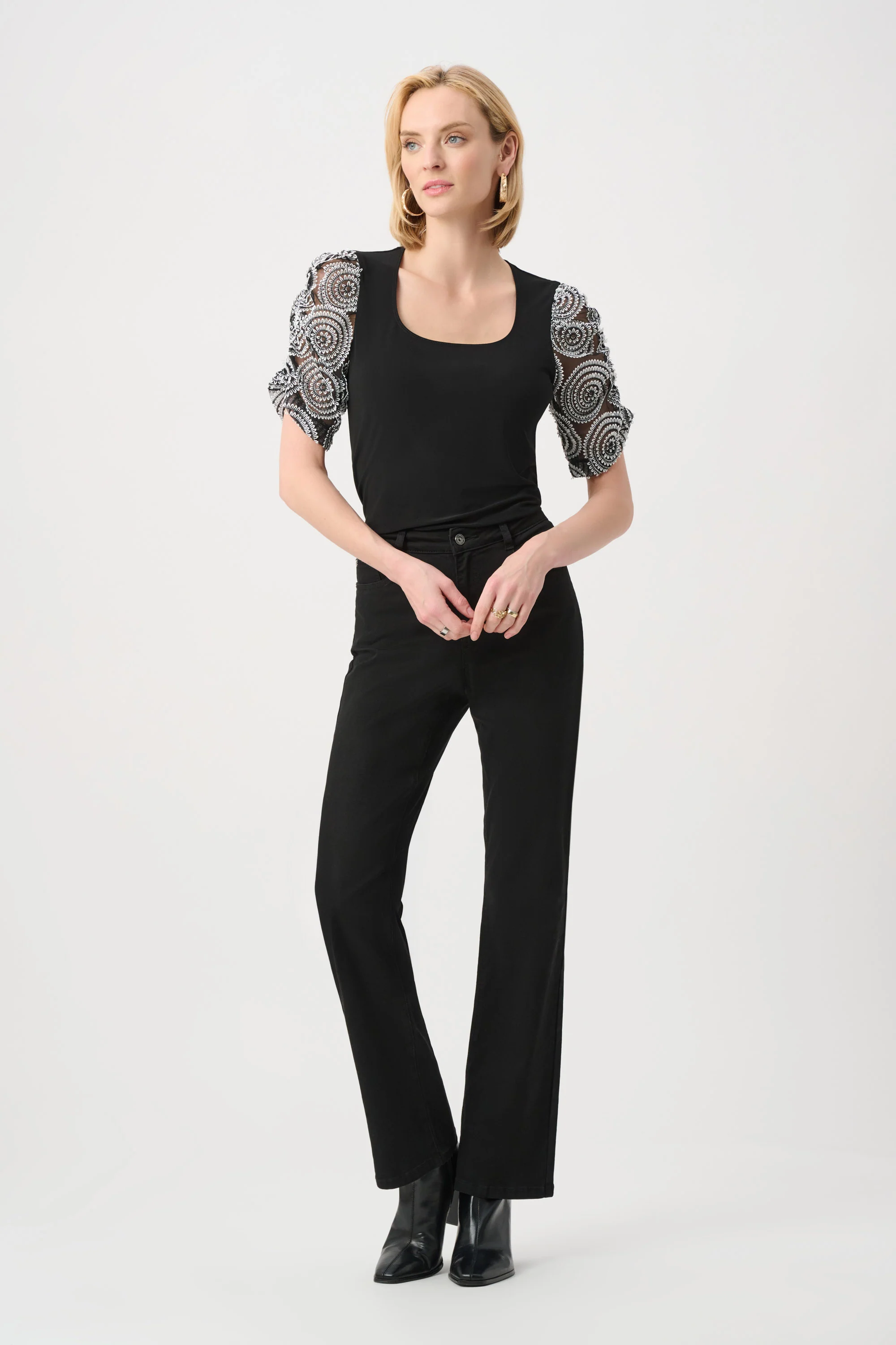 Joseph Ribkoff Silky Knit Novelty Sleeve Top Style 263028 - Image 2