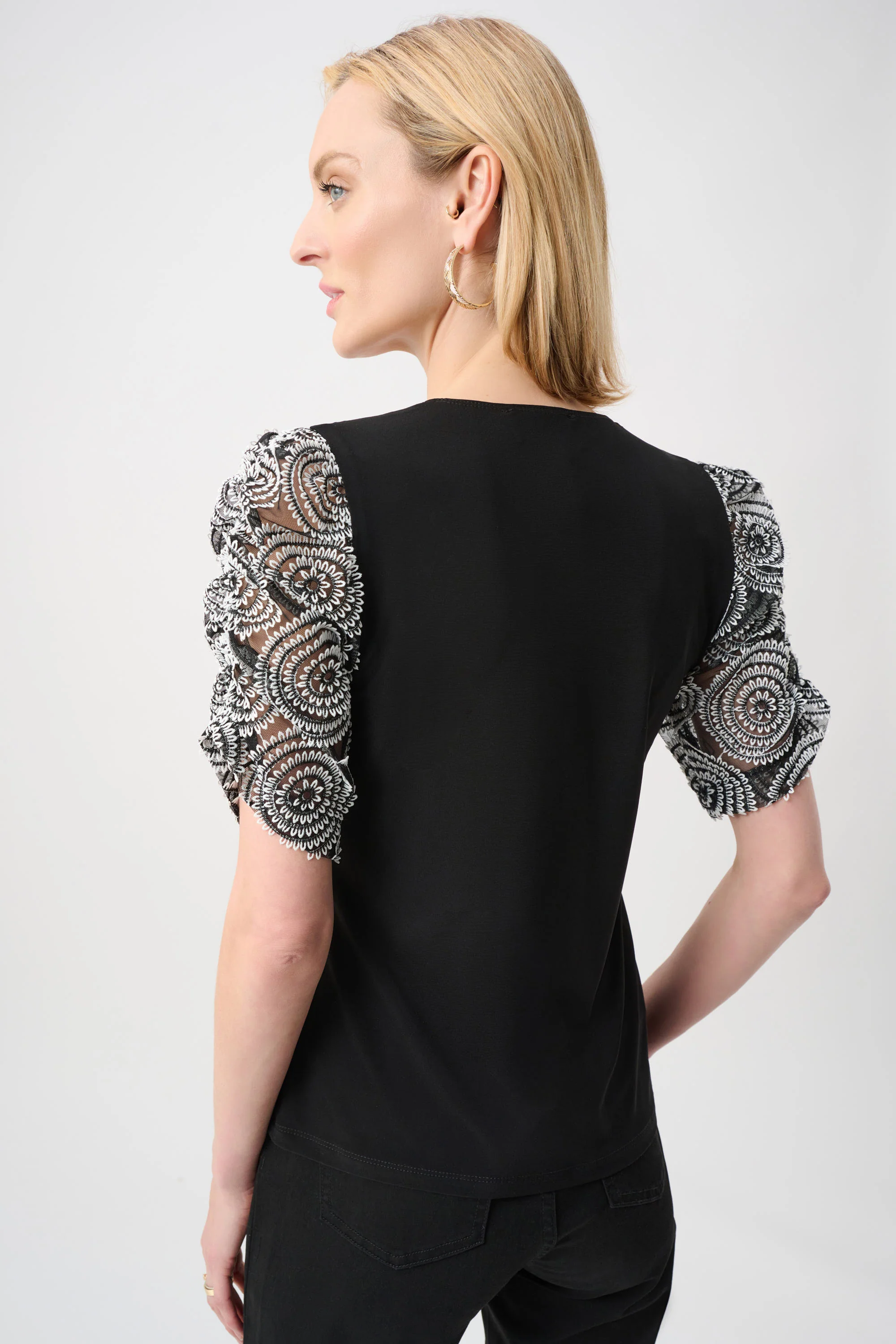 Joseph Ribkoff Silky Knit Novelty Sleeve Top Style 263028 - Image 3