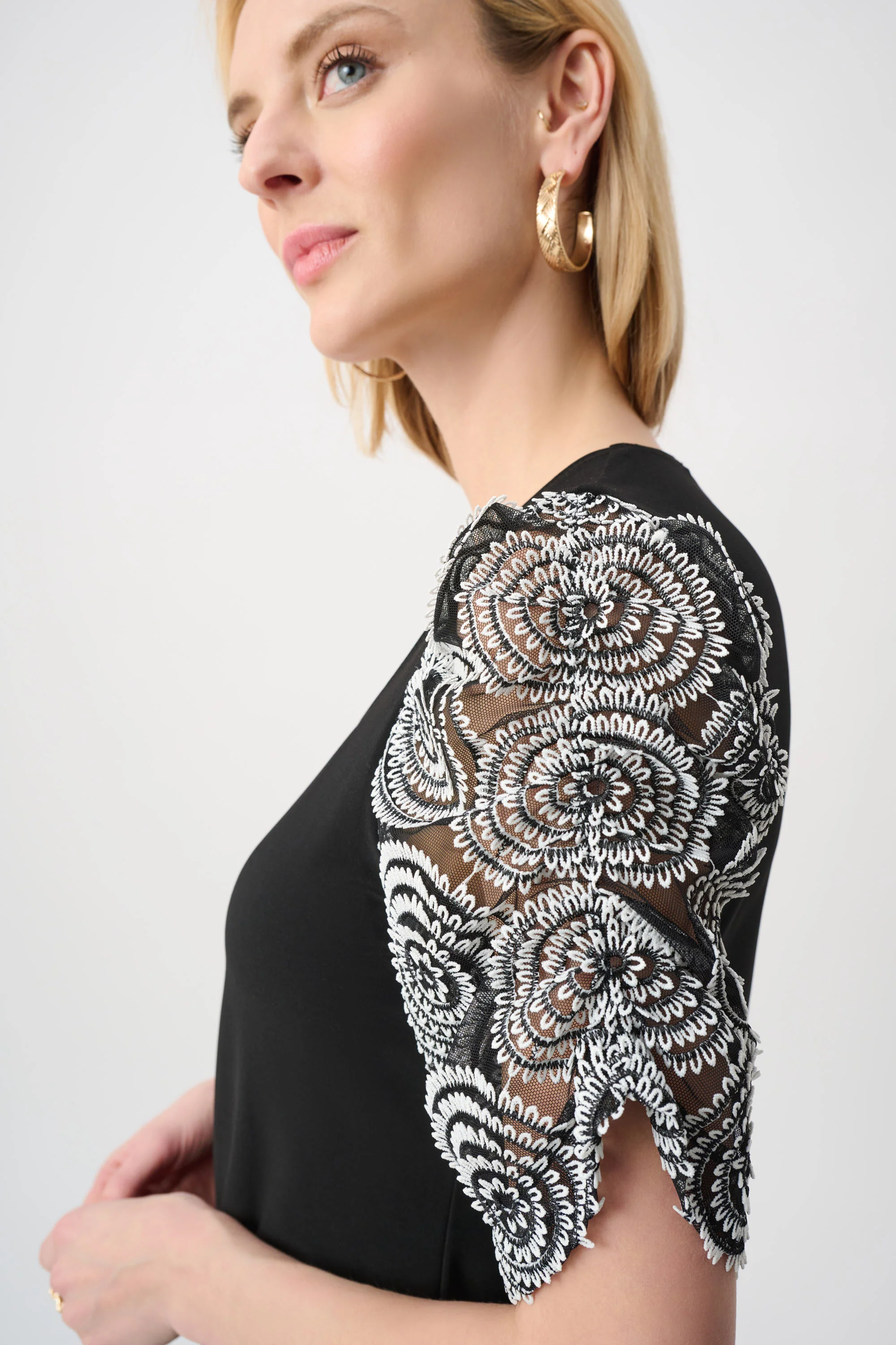 Joseph Ribkoff Silky Knit Novelty Sleeve Top Style 263028 - Image 4