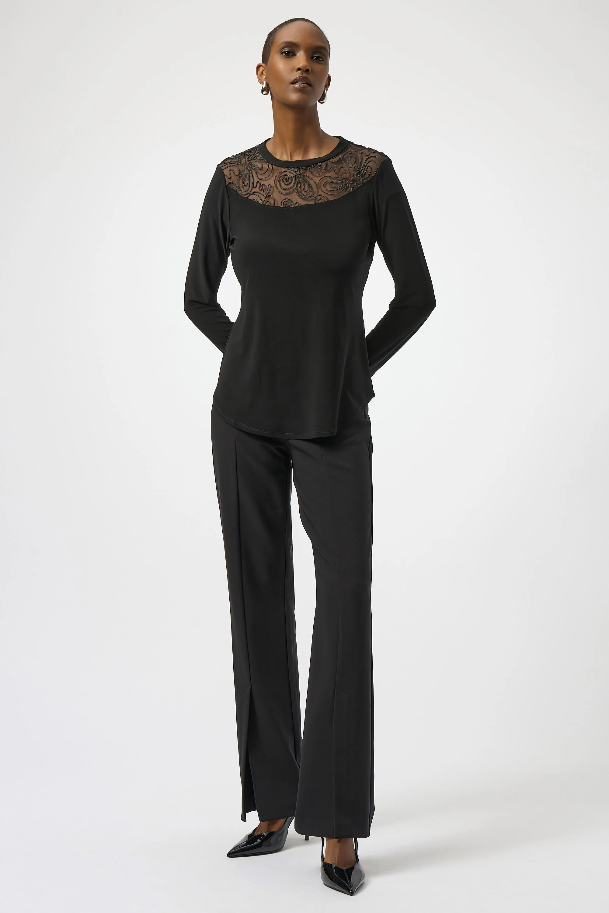 Joseph Ribkoff Silky Knit & Soutache Mesh Fitted Tunic Style 254213 - Image 2
