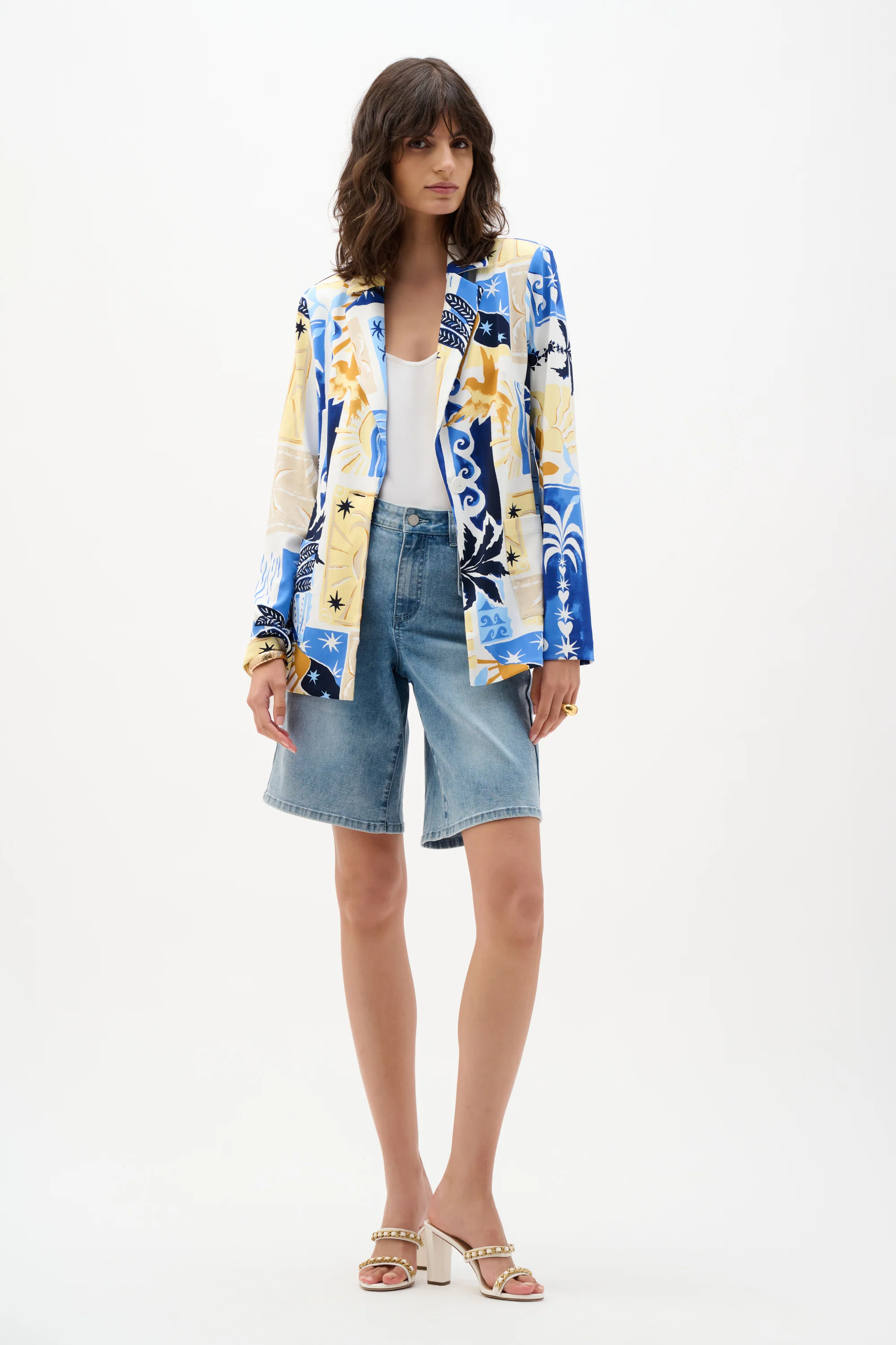 Joseph Ribkoff Silky Knit Tropical Print Fitted Blazer Style 262232 - Image 4