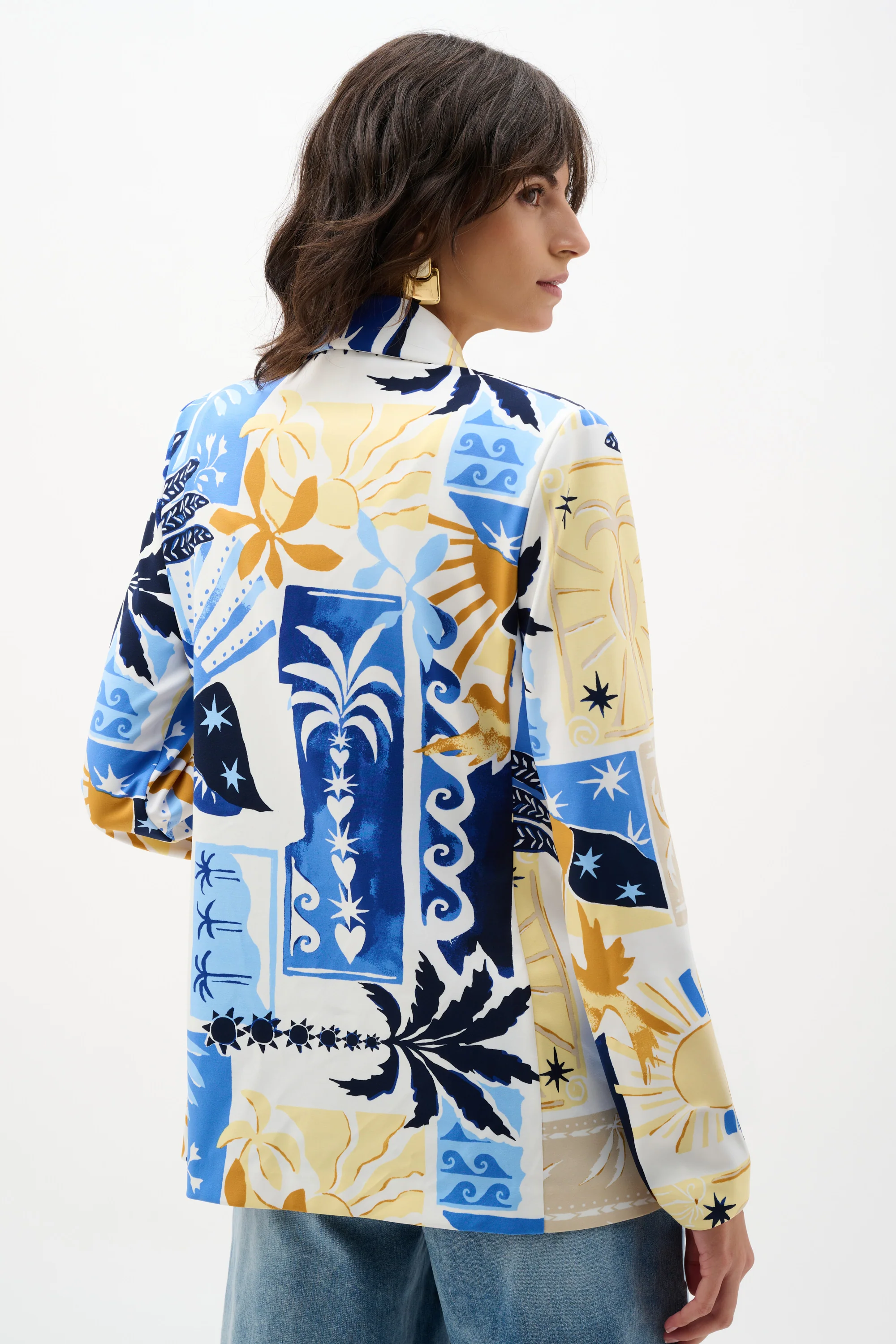Joseph Ribkoff Silky Knit Tropical Print Fitted Blazer Style 262232 - Image 6