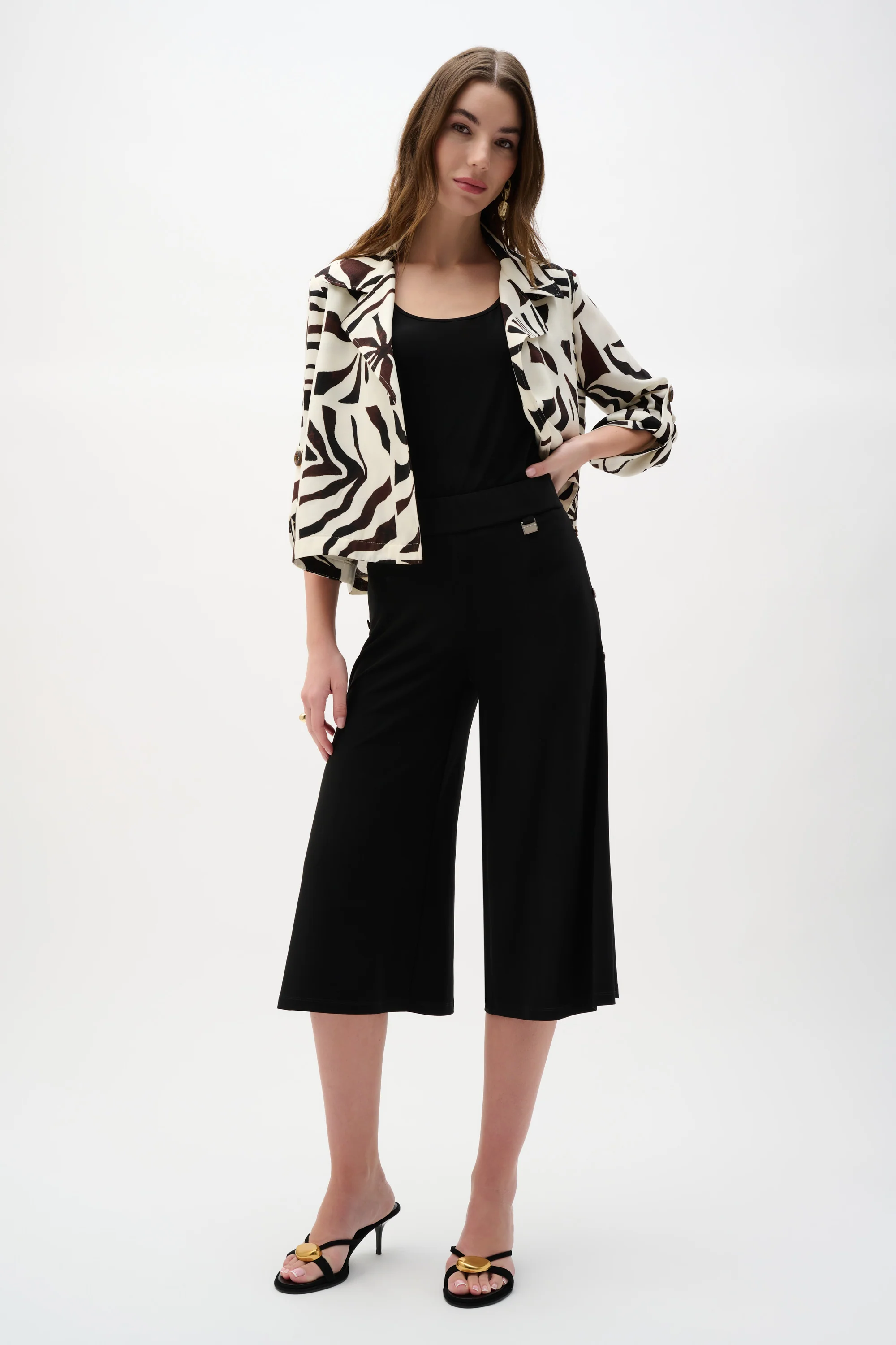 Joseph Ribkoff Silky Knit Wide Leg Culotte Pants Style 262008 - Image 2