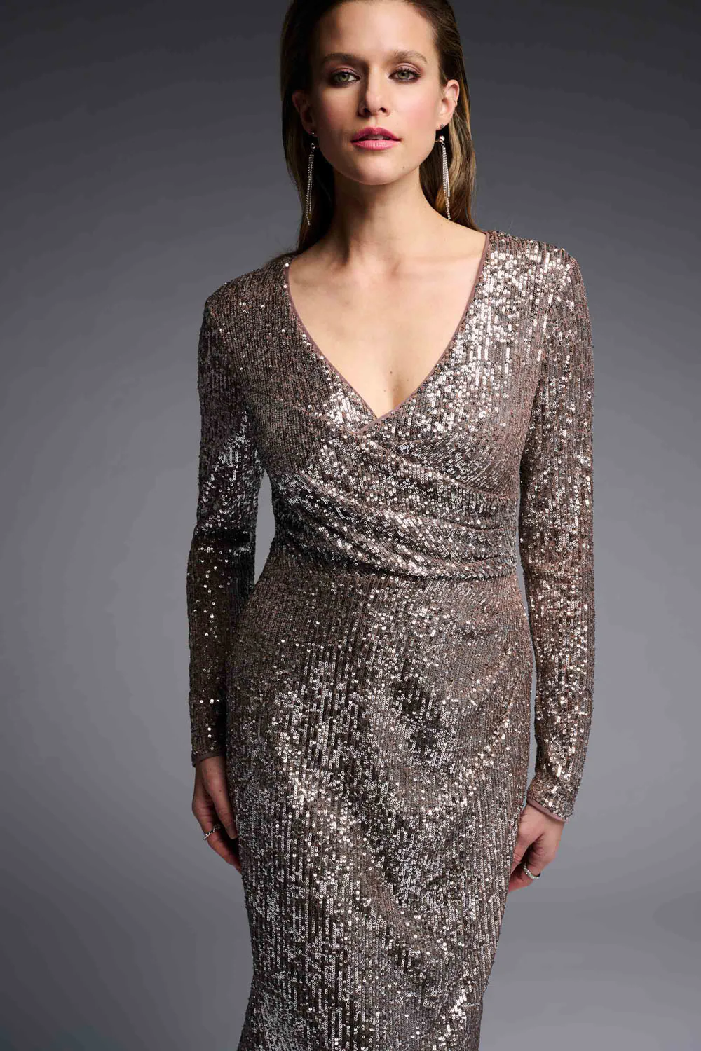 Joseph Ribkoff Silver/Taupe Dress Style 223720 - Image 2