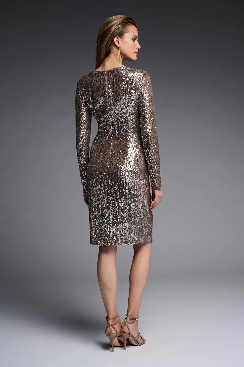 Joseph Ribkoff Silver/Taupe Dress Style 223720 - Image 4