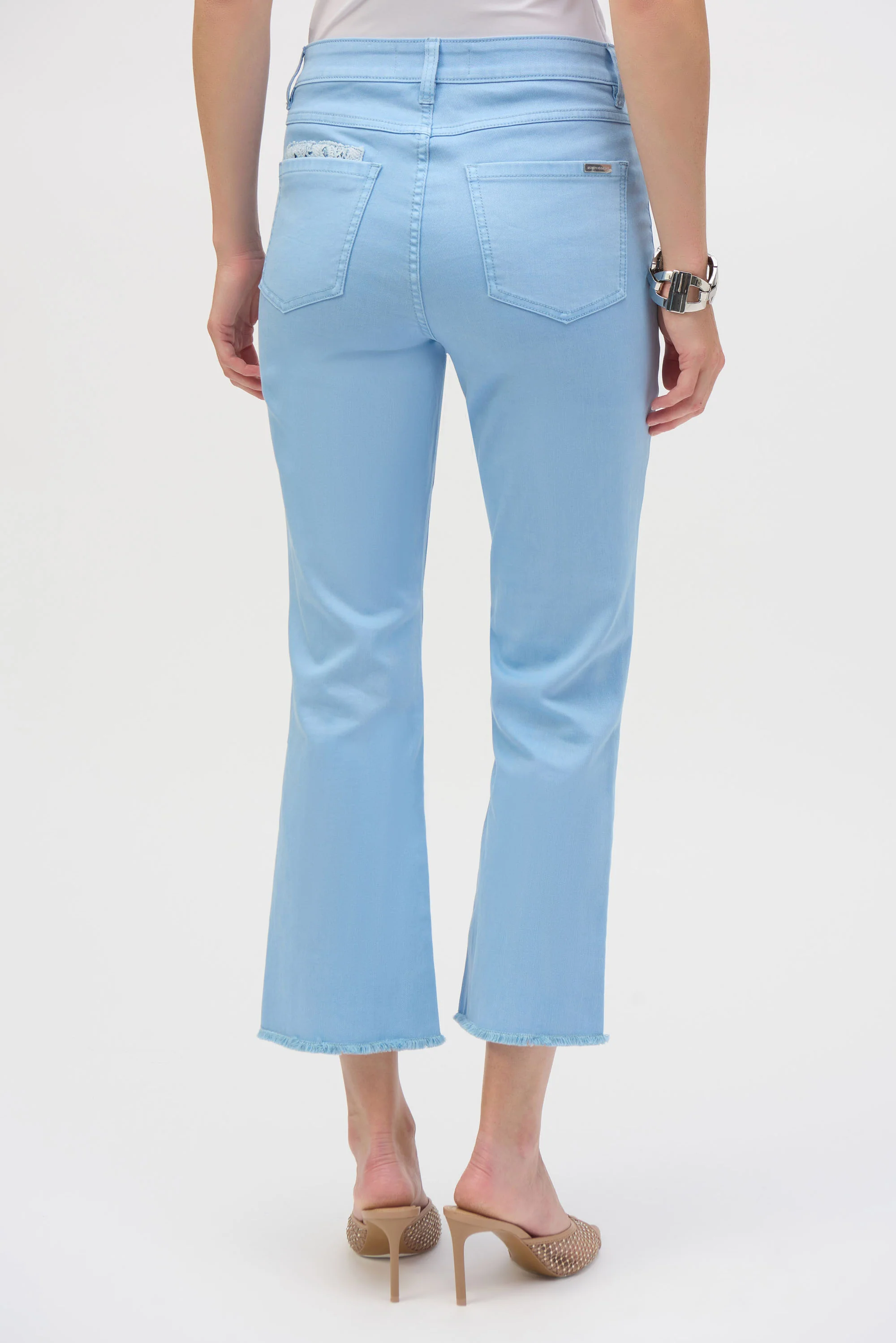 Joseph Ribkoff Stretch Flare Crop Jeans With Frayed Hem Style 252912 - Image 2