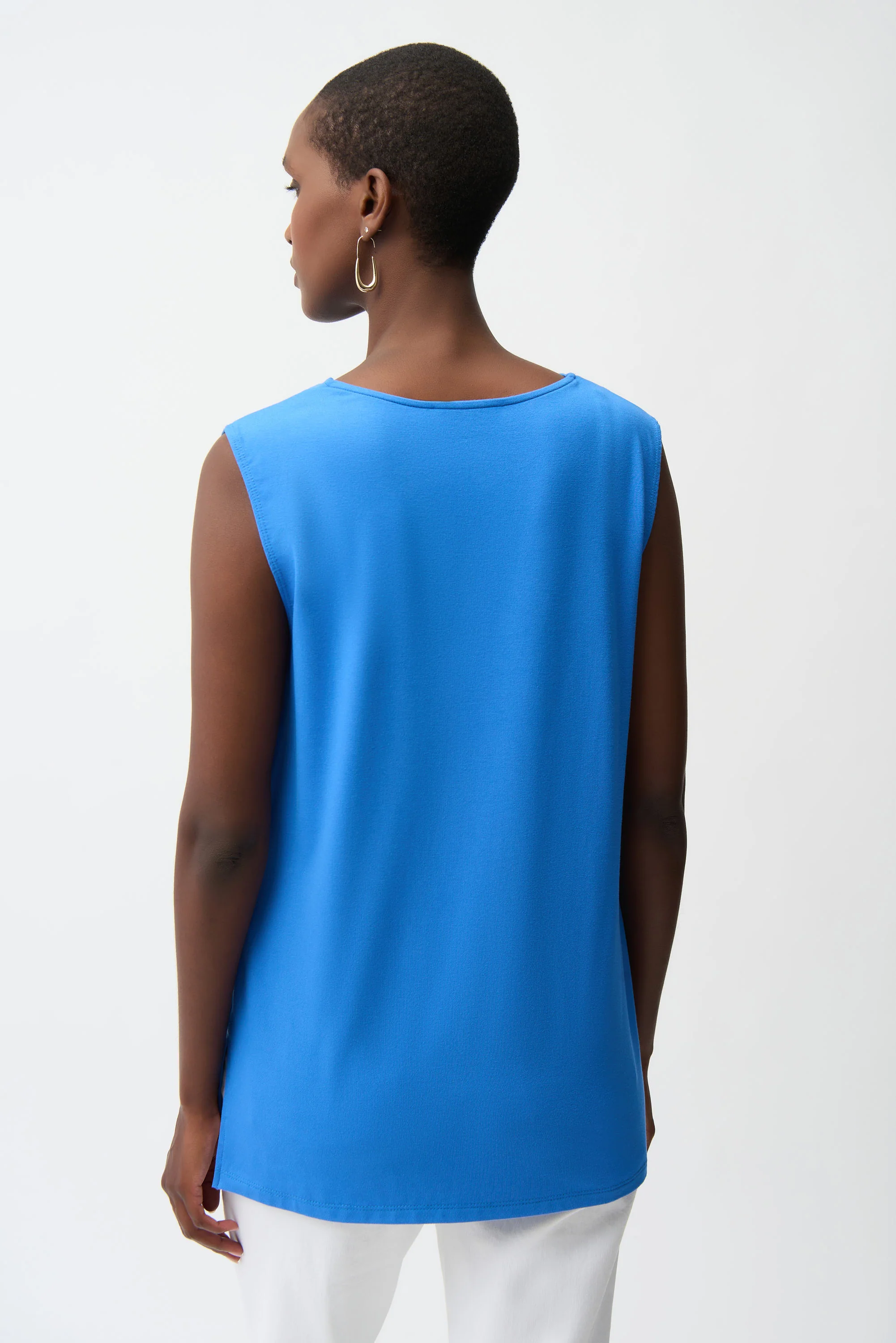 Joseph Ribkoff Sleeveless Straight Top With Sheer Trim Style 261108 - Image 3
