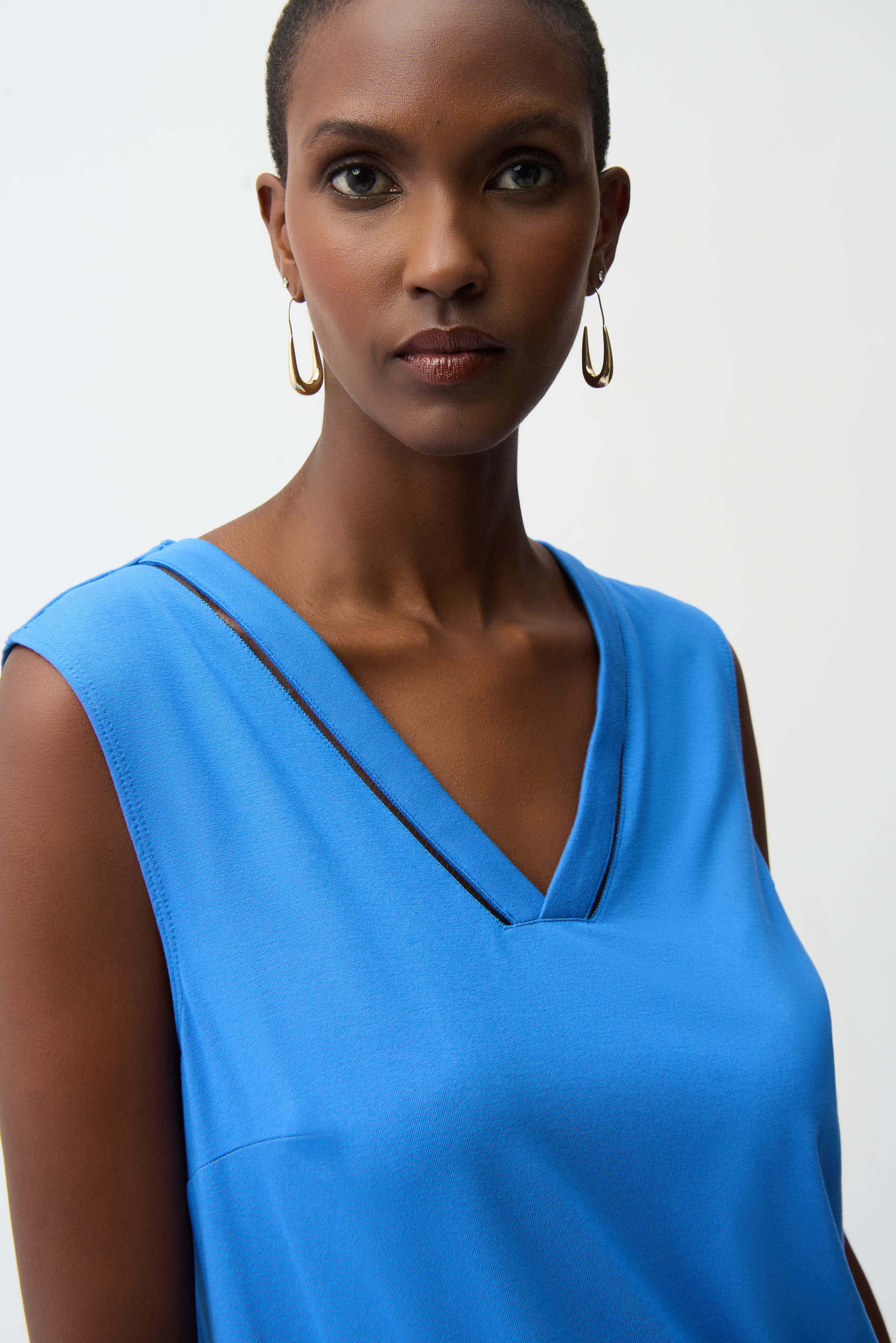 Joseph Ribkoff Sleeveless Straight Top With Sheer Trim Style 261108 - Image 4