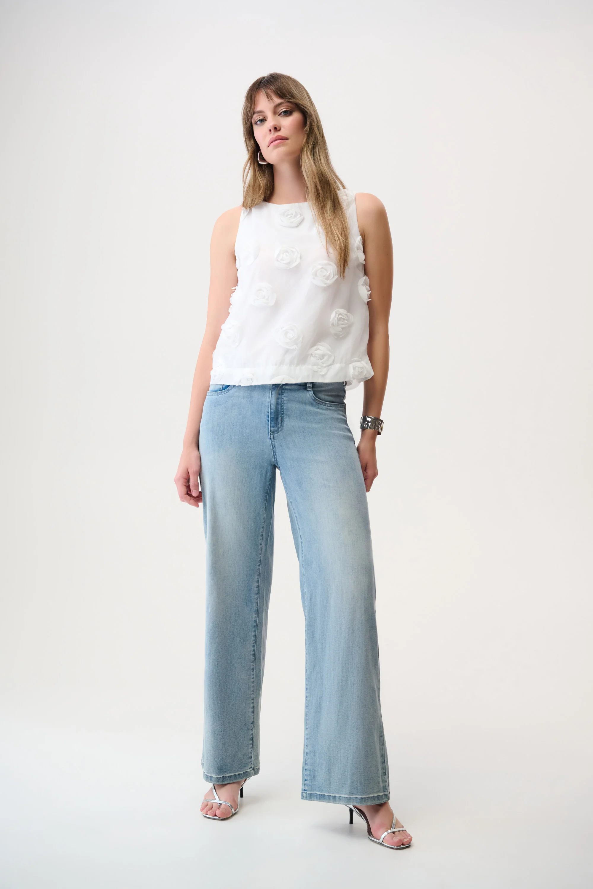Joseph Ribkoff Sleeveless Top With 3D Floral Embroidery Style 261220 - Image 3